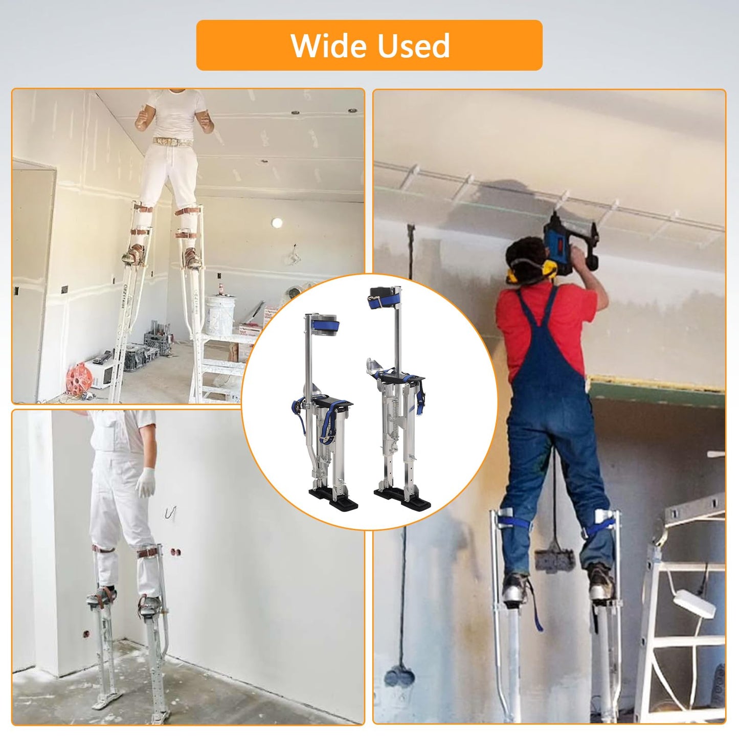 BIGREAT Silver Drywall Stilts 15-23 Inch Height Adjustable Lifts Aluminum Tool for Painting Finishing Pruning Branches Cleaning