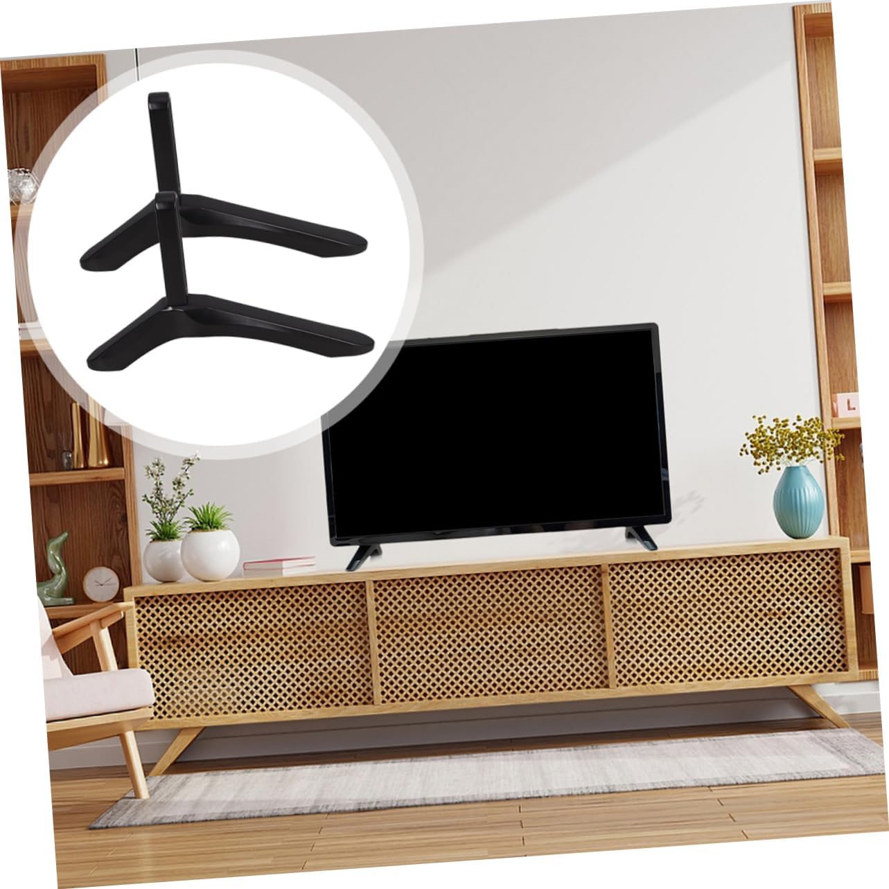 DECHOUS Sturdy Aluminum Low Profile TV Stand - Modern White Design for Living Room
