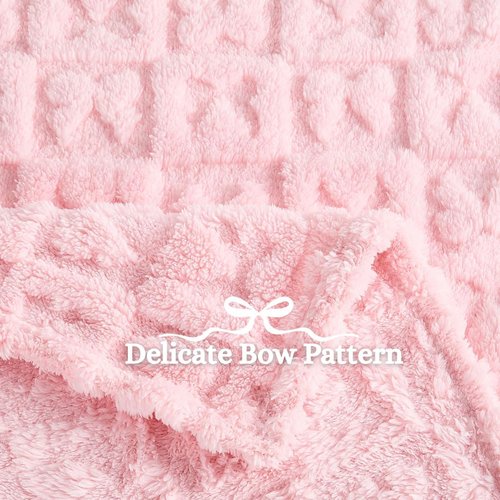 Belle Bow Baby Blanket - Ultra Soft Fleece Bow Blanket for Baby Girls & Small Pets | 30x40, Light Pink