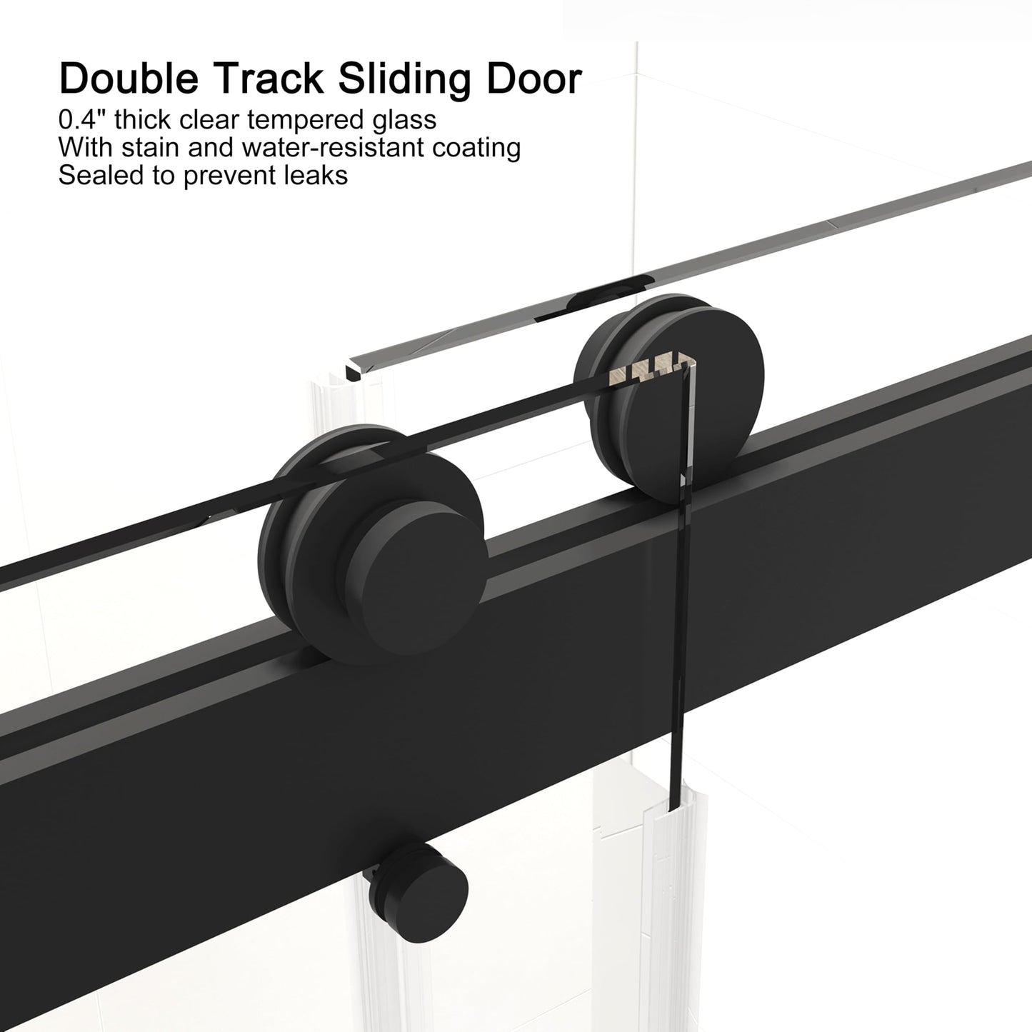 56-60" W x 76" H Frameless Sliding Shower Door, Double Sliding Glass Shower Door with Buffer 3/8"(10MM) Clear SGCC Tempered Glass, Explosion-Proof Film, Roller Disk System, Rust-Resistant.