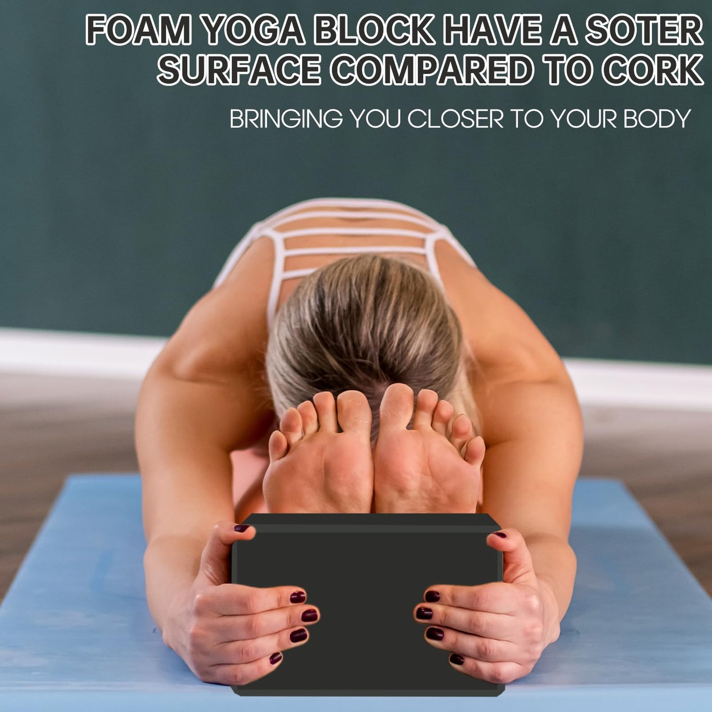 Kenhihi Yoga Block - Unsupported Latex Eva foam - Soft non slip surface with bevel for yoga, pilates, meditation - Yoga accessories for stability, balance and deep stretching(1pack black)
