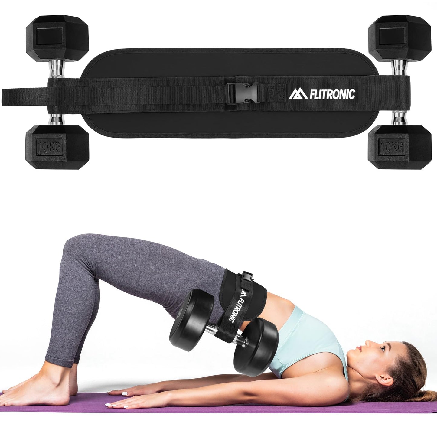 Flintronic Exercise Hip Thrust Belt, Glute Trainer, Adjustable Hip Thrust Belt with Extra Padding for Dumbbells Kettlebells Gym Fitness Bodybuilding Weightlifting, Pink