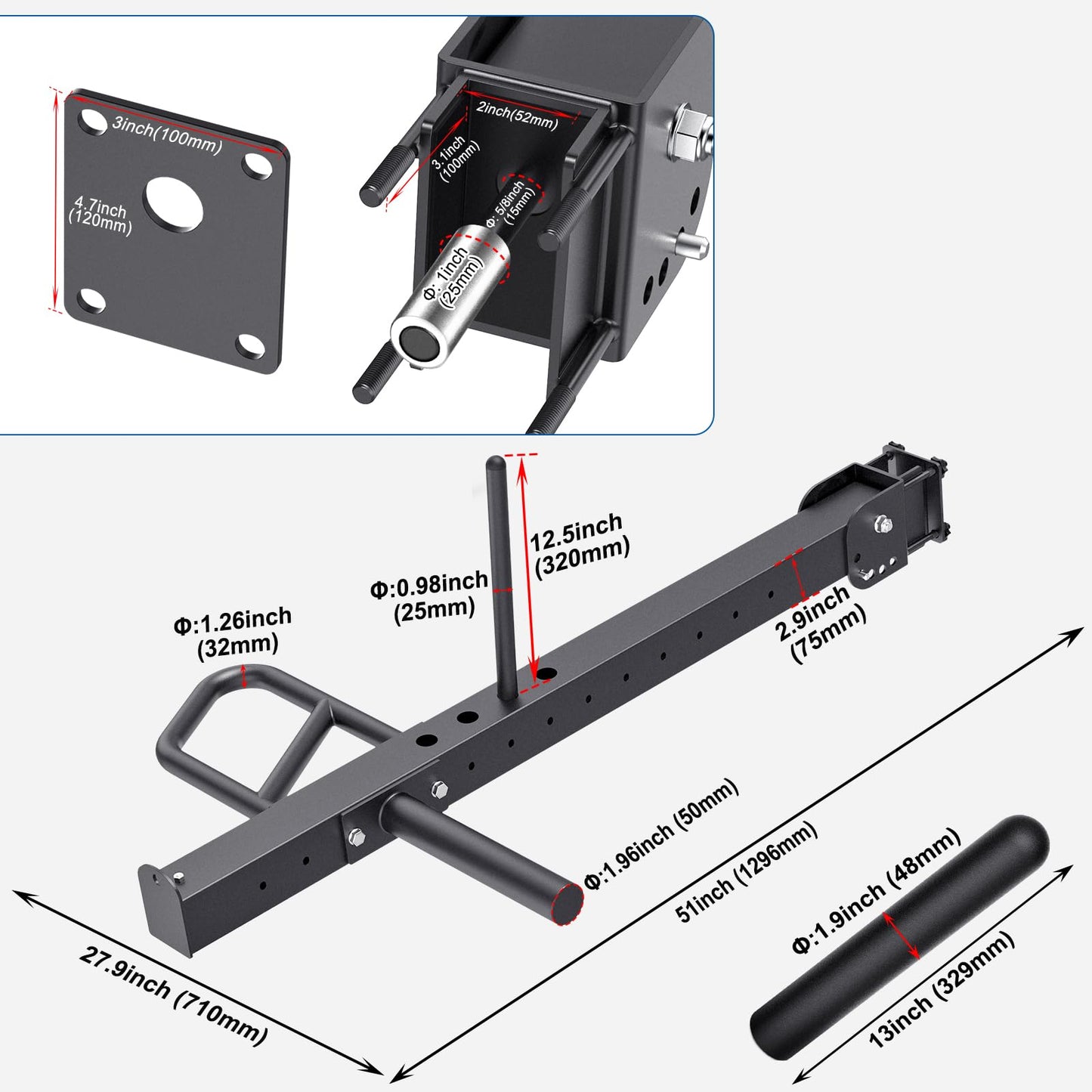 SELEWARE Upgraded Heavy Duty Adjustable Lever Arms for 2x2 Power Racks with 5/8" or 1" Holes, Multi-Grip Jammer Arms, 600lbs Capacity Per Arm, Squat Rack Attachments for Home Gym Strength Training