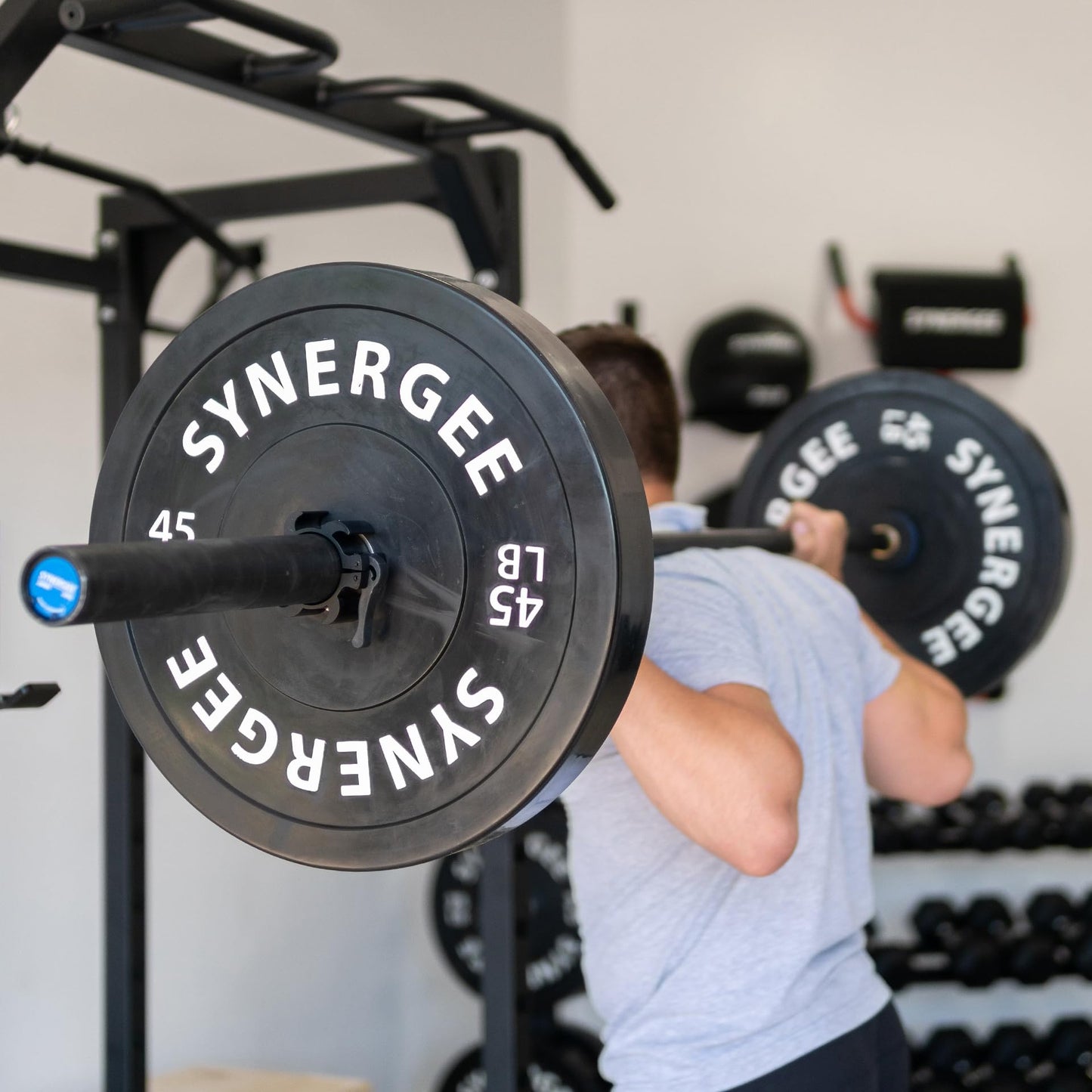 Synergee Bumper Plates – Durable Olympic Weight Plates, Low-Bounce Rubber for Strength Training, Powerlifting, and Functional Workouts.