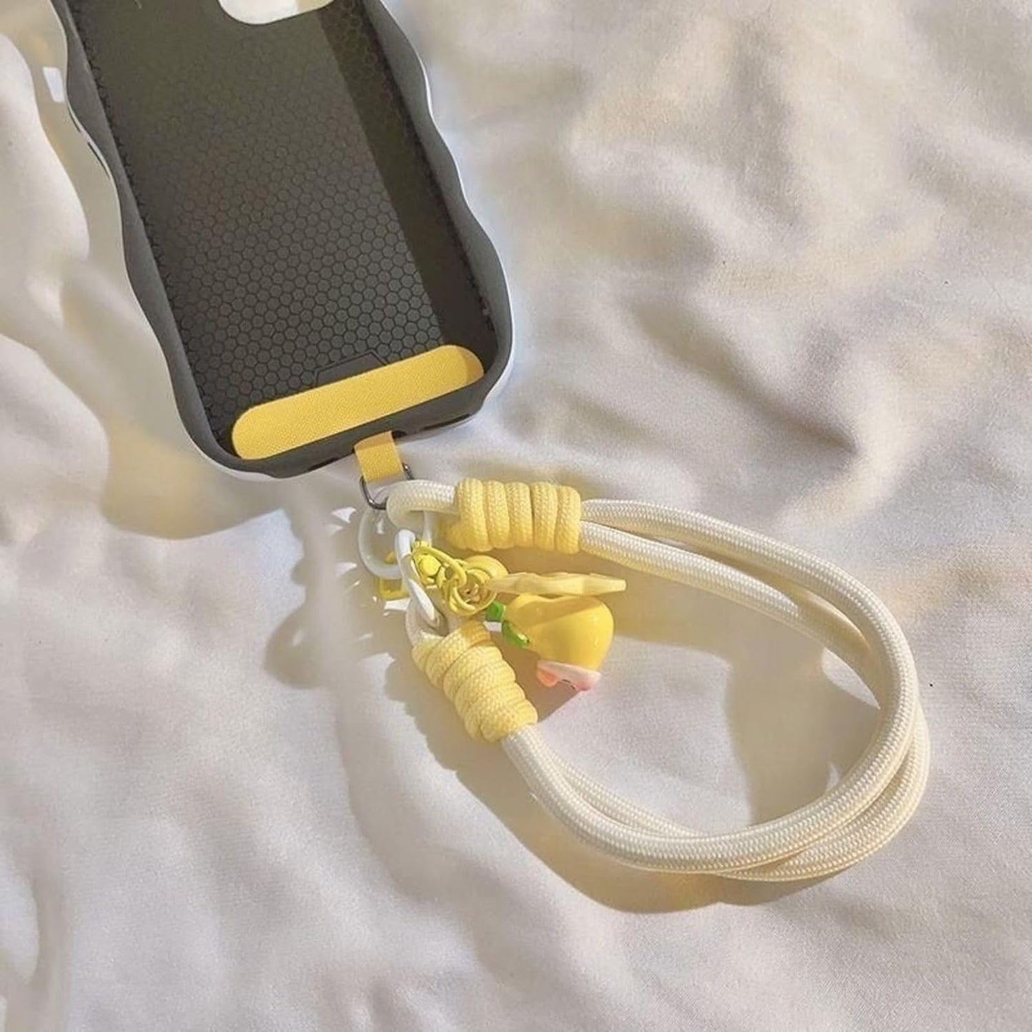 7mm Dopamine Vibes Universal Wrist Strap - Korean-Style Short Phone Lanyard with Cute Green Durain Charm, Rope, Trendy