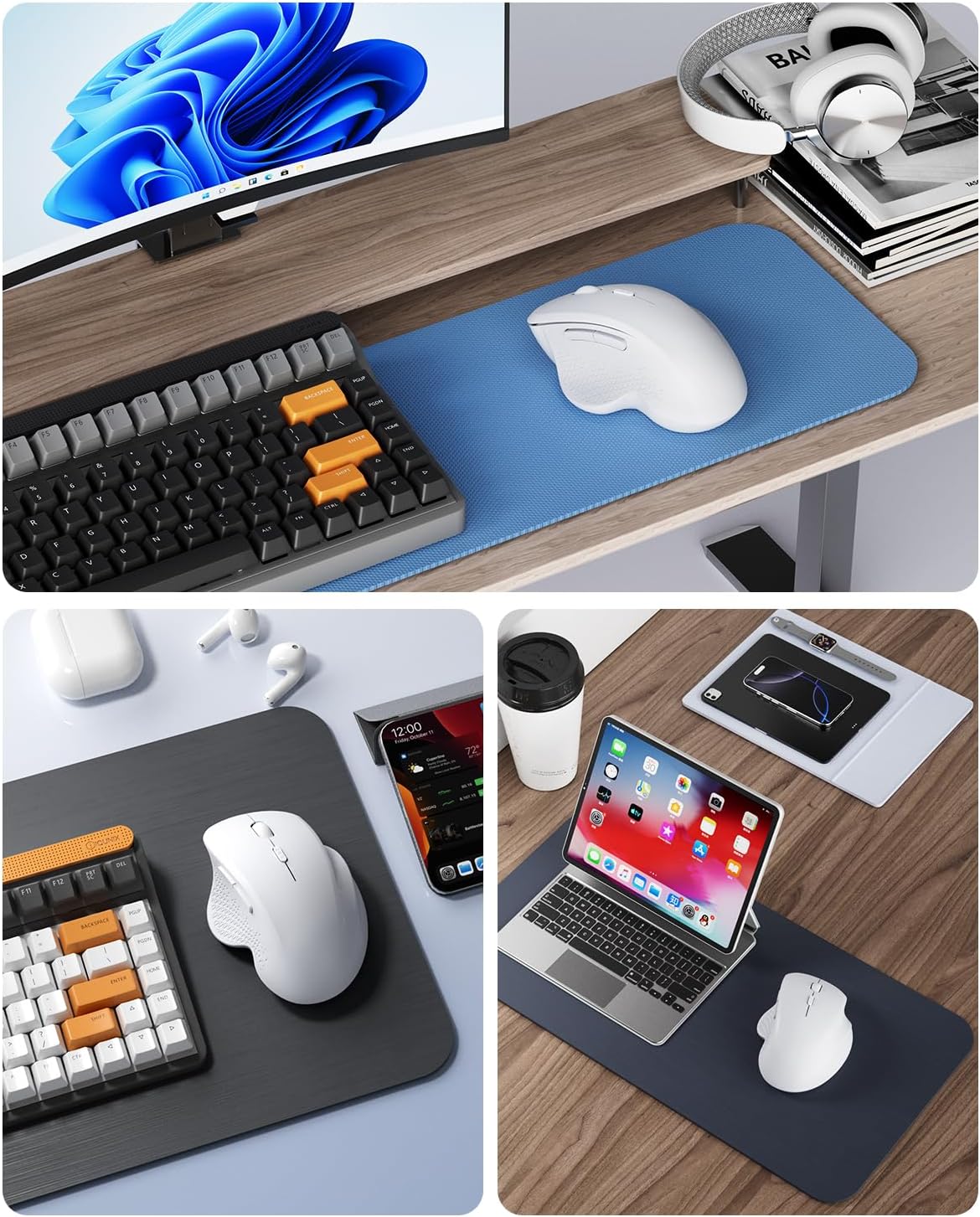 Uiosmuph G09 BT5.1 2.4Ghz Bluetooth Wireless Mouse, & Rechargeable Computer Mouse with USB Receiver and Type C Adapter