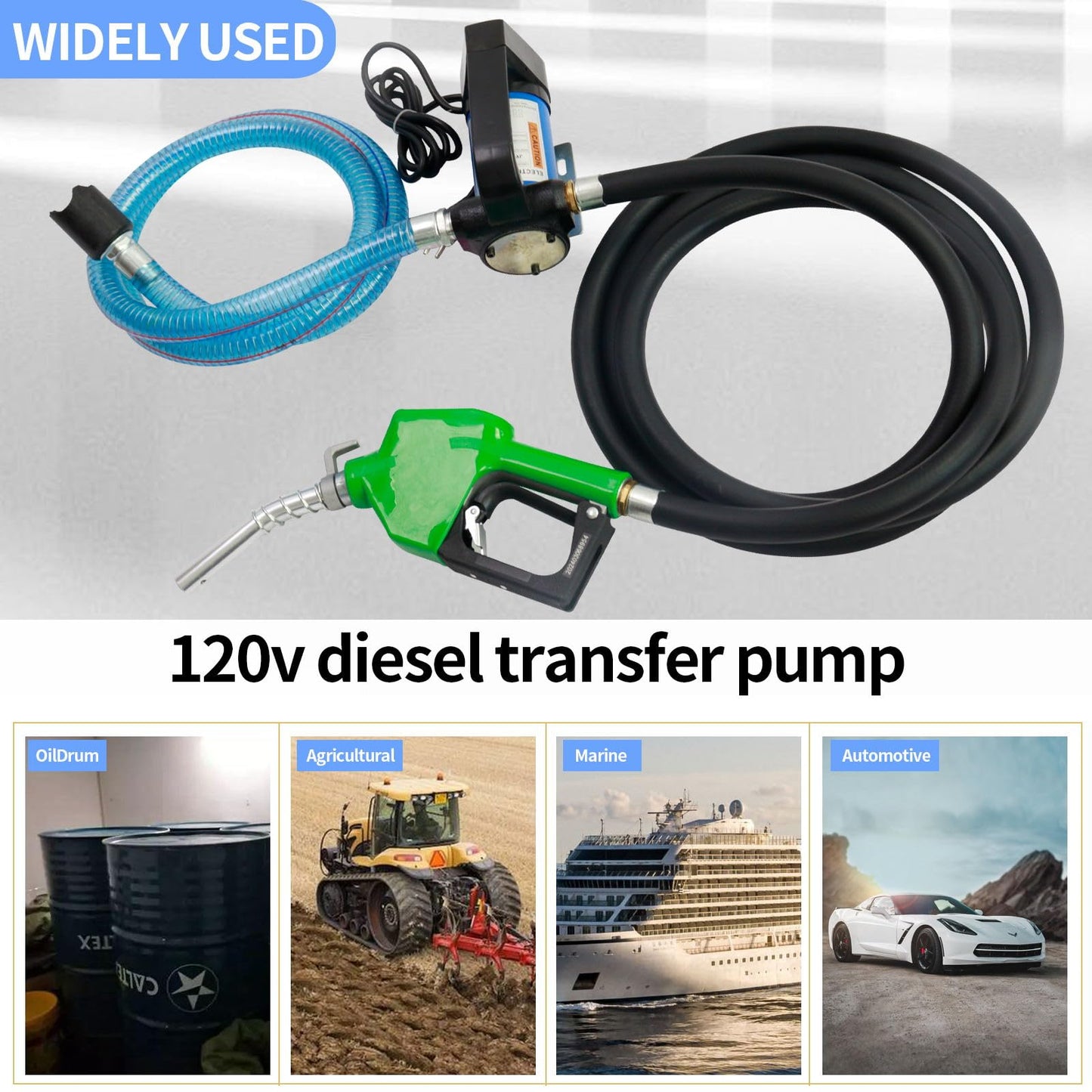 AC110-120V Volt Electric Fuel Transfer Pump, Mechanical Meter, Fuel Hose,AUTO Fuel Nozzle,Filter,NPT Connect Fitting,12 GPM Diesel Transfer Pump with Handle for Transferring Diesel,Kerosene