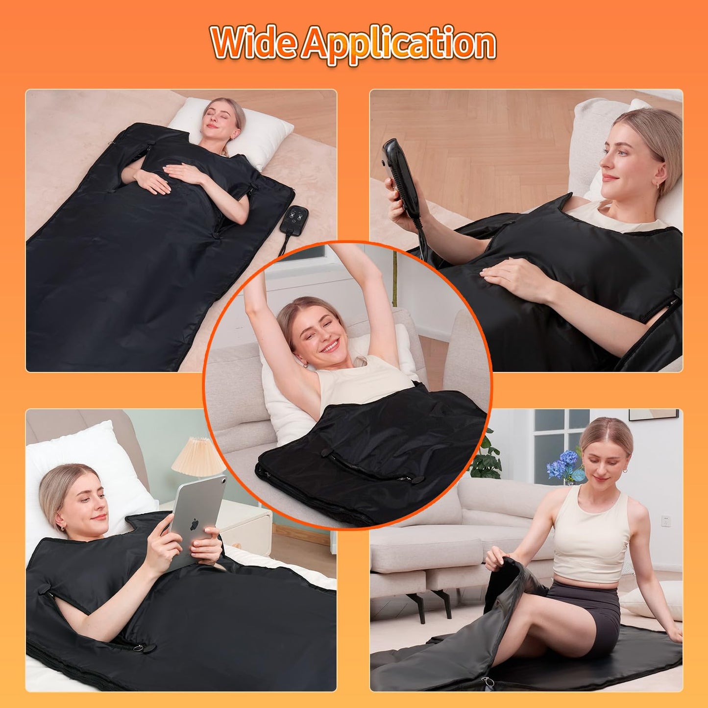 yamxun Infrared Sauna Blanket for Home: Extra Large Portable Sauna Blanket withFull Body Detox Wrap & Deep Heat Relaxation - Adjustable 86-176°F Far Infrared Therapy 20-60 Min Timer 74.8 x 35.5Inch