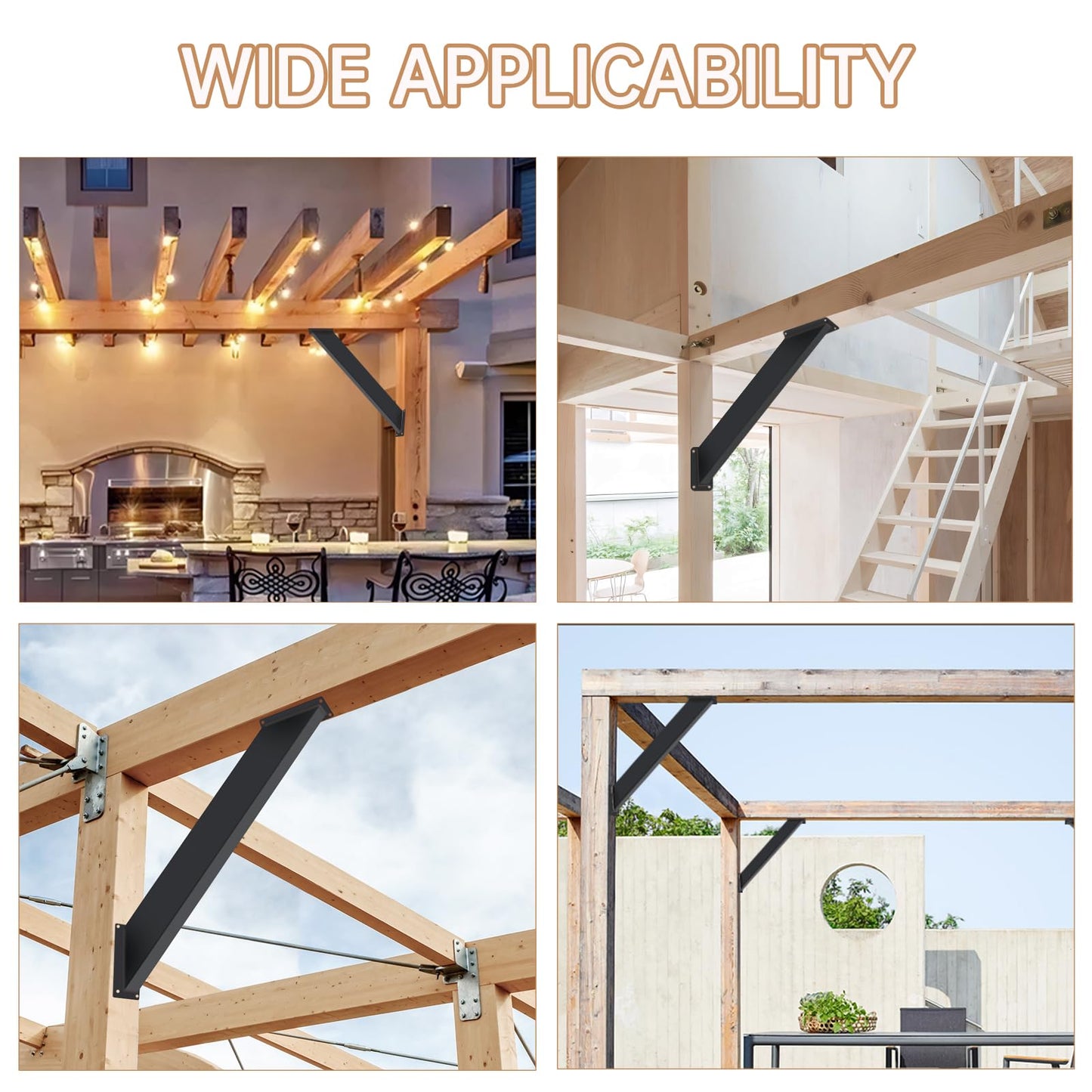 12 Pcs 45 Degree Angle Support Bracket, Pergola Kit Heavy Duty Connectors for 4 "x 4" (Actual: 3.15''x3.15'') , for Wooden Structures Such as gazebos, Tree Houses, Cabins, and Patio Kits.