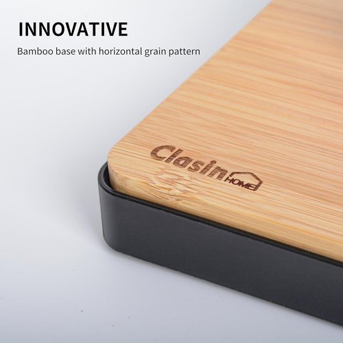 Clasin Home Toilet Paper Holder - Free Standing Design with Storage & Top Shelf | Black Bamboo Style