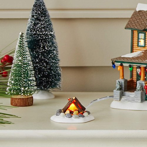 Department 56 Lit Fire Pit Accessory Figurine - 1.5 Inch Village Decor Piece