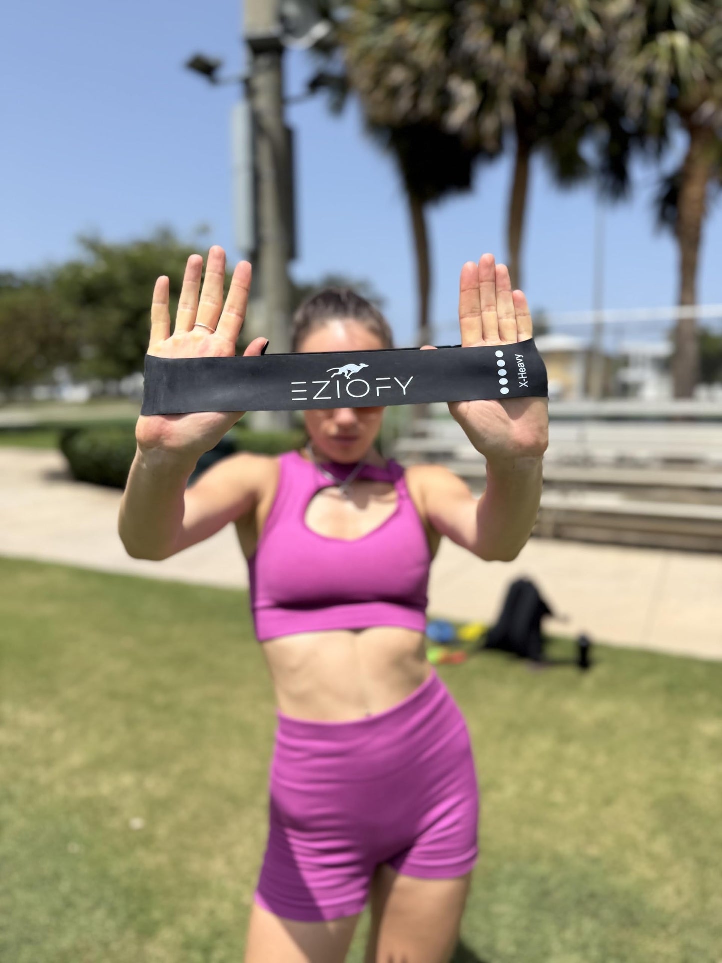Eziofy Resistance Bands Set of 5 – Natural Latex Loop Exercise Bands for Legs, Glutes & Full Body – 10–45 lbs – Workout, Pilates, Physical Therapy – Includes Carry Bag
