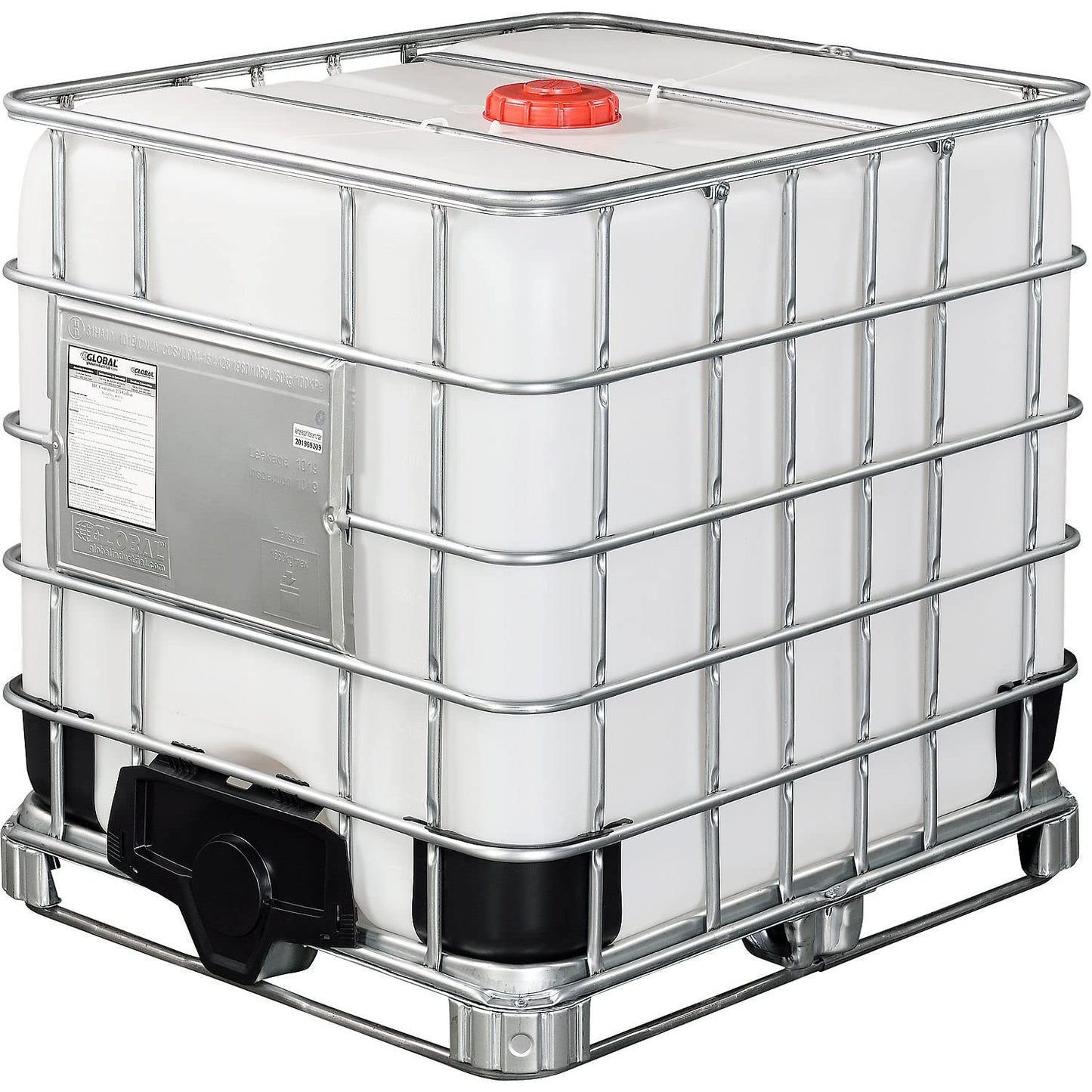 Global Industrial IBC Container 275 Gallon UN Approved, Corrosion-Resistant Composite Metal Pallet Base, for Hazardous and Non-Hazardous Liquid Transportation, 47-1/2"L x 39-1/2"W x 45-1/2"H