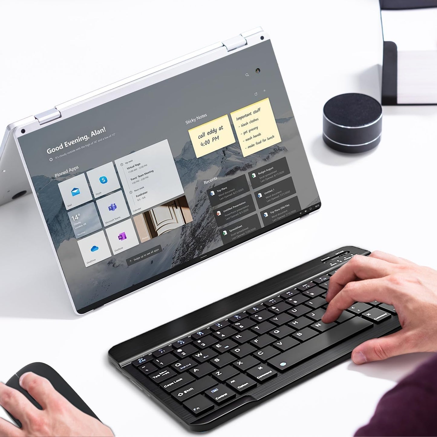 KUNSI Bluetooth Keyboard and Mouse Combo for iPad, Rechargeable Slim Wireless Keyboard and Mouse for Tablets,Compatible