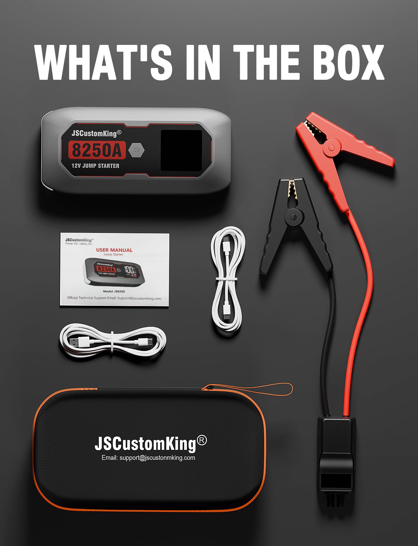8250A Jump Starter Battery Jump Starter Battery Pack (for All Gas or 10.0+L Diesel), 12V Potable Heavy Duty Car Jump Start with 3.2 inch HD Screen, 2 USB Power Bank 48-Months Stand-by Time