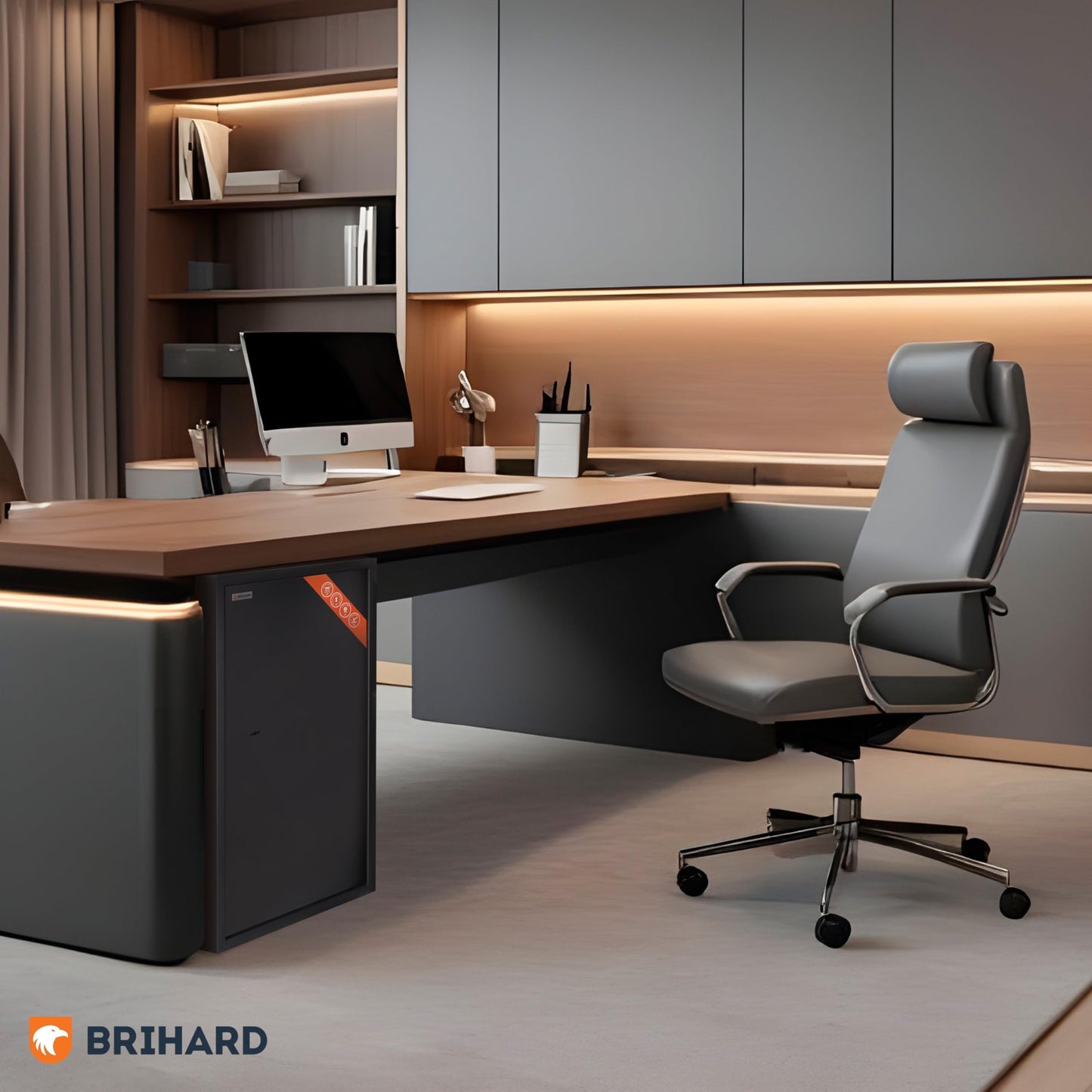 Brihard Business XXL Key Lock Safe 28.74"H x 15.75"W x 14.17"D with Fireproof A4 Bag, Large Office Safe 3.6 Cubic Feet for Documents A4 with 3 Height-Adjustable Shelves for Money & Jewelry