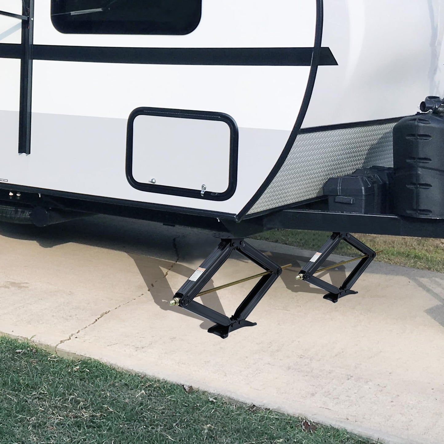 7500 LBS Heavy Duty Scissor Jacks Set of 4, 4 in to 30 in Adjustable Camper Trailer RV Leveling Stabilizer, Car Scissor Lift Jack with Crank Handle & Drill System for Travel Trailer Camper
