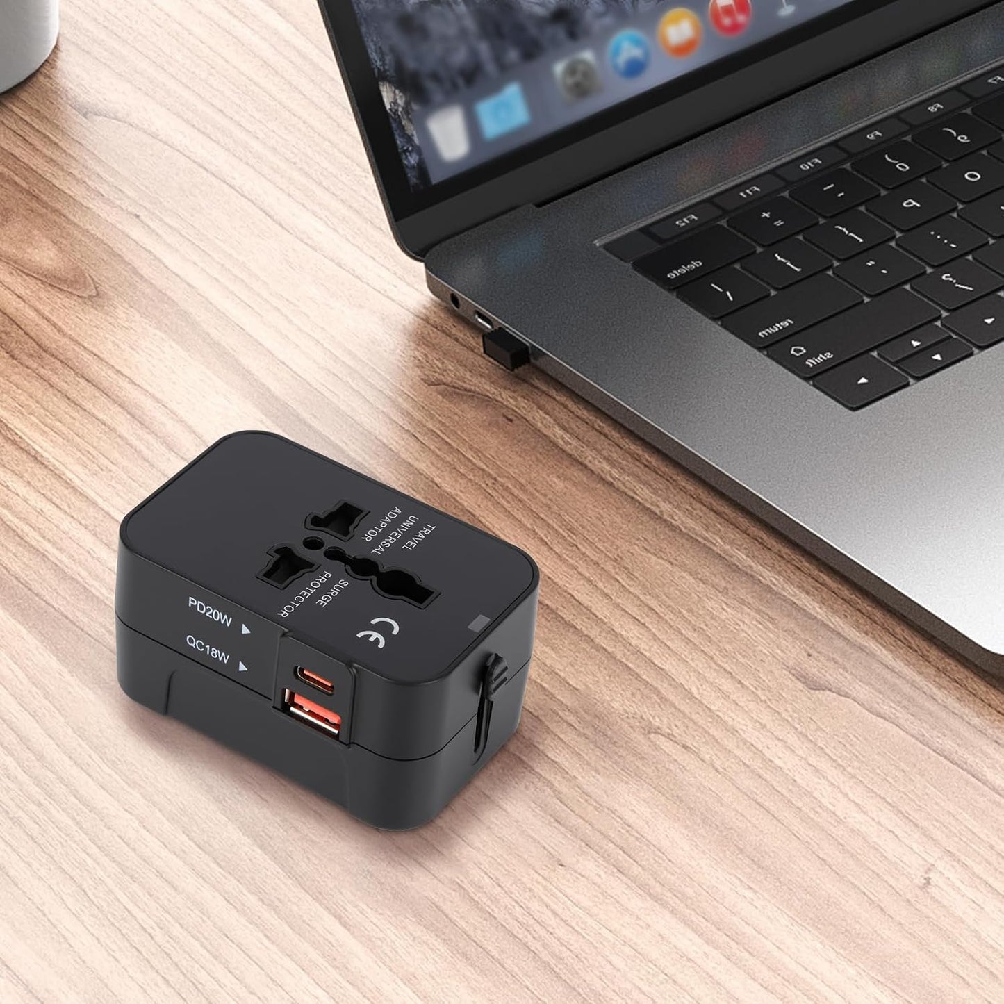 Zinalop PD20W Adapter,1 1 Universal Travel Adapter, International Power Type-C & USB-A Fast Charging Travel Charger