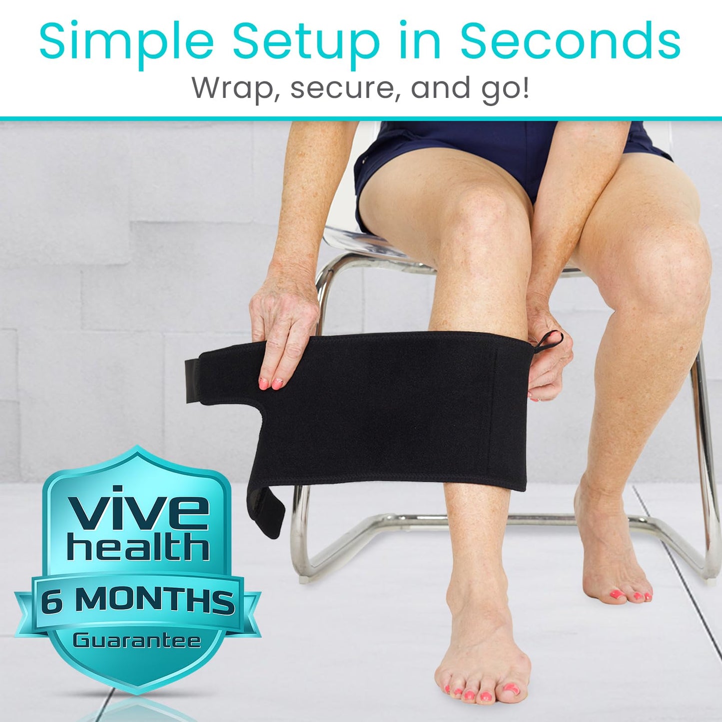 Vive Shin Splint Compression Wrap (Pair) - Adjustable Brace for Pain Relief, Support and Recovery - Lower Calf Compression Sleeve - for Medial Tibial Stress Syndrome and Anterior Shin Splints (Black)
