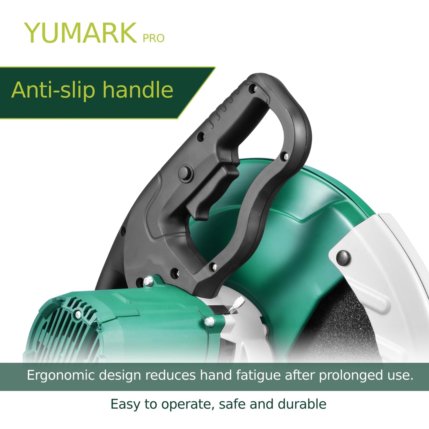 Yumark Abrasive Chop Saw, 2400W 3800RPM Steel Cutting Machine, 45° Adjustable Angle Metal Cutting Saw with 14in Blade for Cutting Rebar, Angle Steel, Hollow Pipe