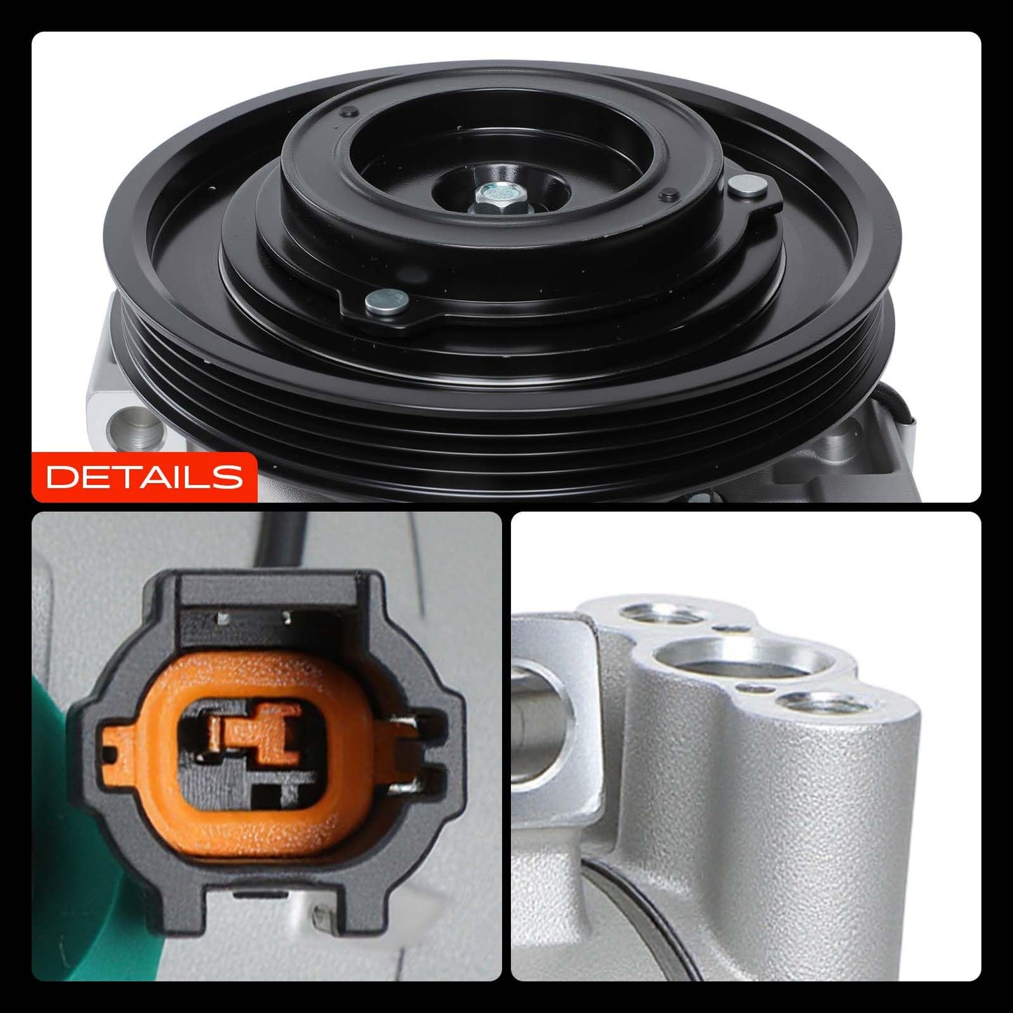 A-Premium Air Conditioner AC Compressor with Clutch Compatible with Nissan Frontier 3.3L 1999-2004, Xterra 3.3L 2000-2004, DKV14C Style, 4 Grooves
