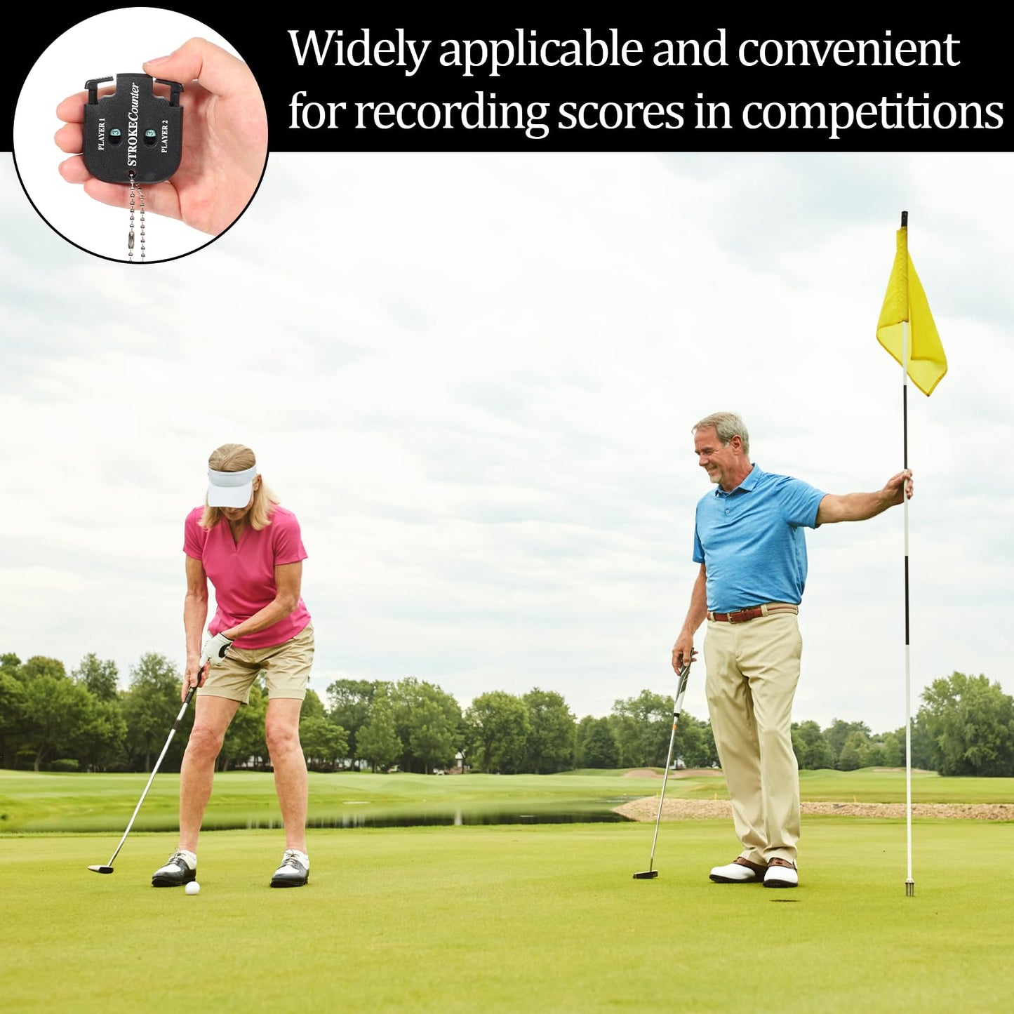 Macuezu 2 PCS Golf Counter Clicker, Portable Square Golf Clicker for 2 Players, Mini Score Keeper Stroke Counter with Hanging Rope for Sport Competitions, Games Scores