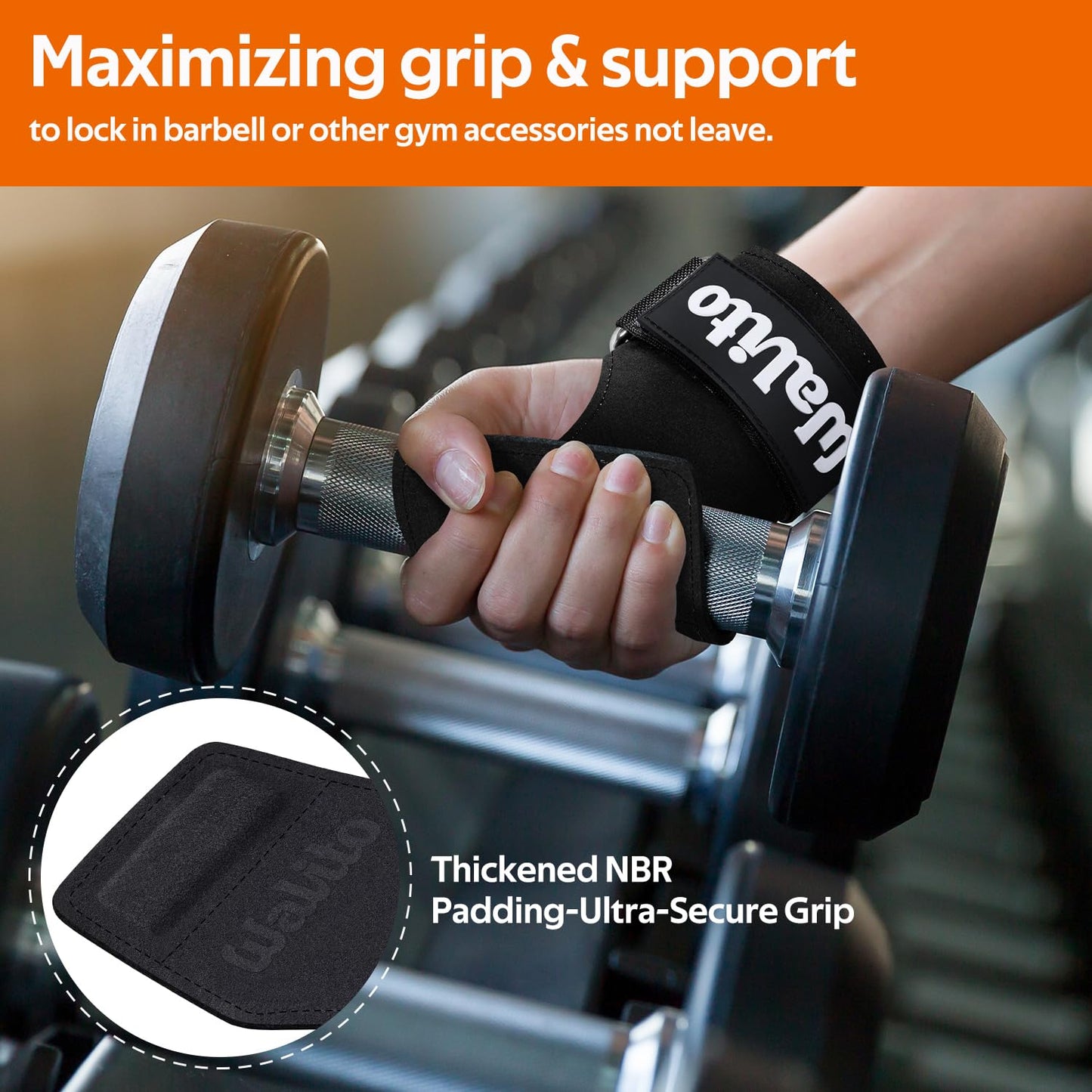 Weight Lifting Wrist Strap,Double Layer Leather Wrist Wraps with Neoprene Padding for Weightlifting & Deadlifts – Adjustable Gym Straps for Men & Women