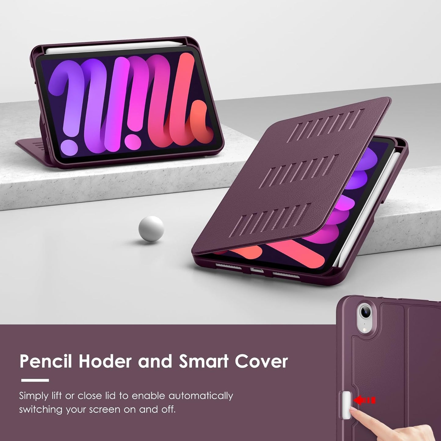 VIKESI 7 (A17 6,Multiple Case for iPad mini Pro) and iPad mini Angles Magnetic Stand Cover,Shockproof Soft Back,Pencil