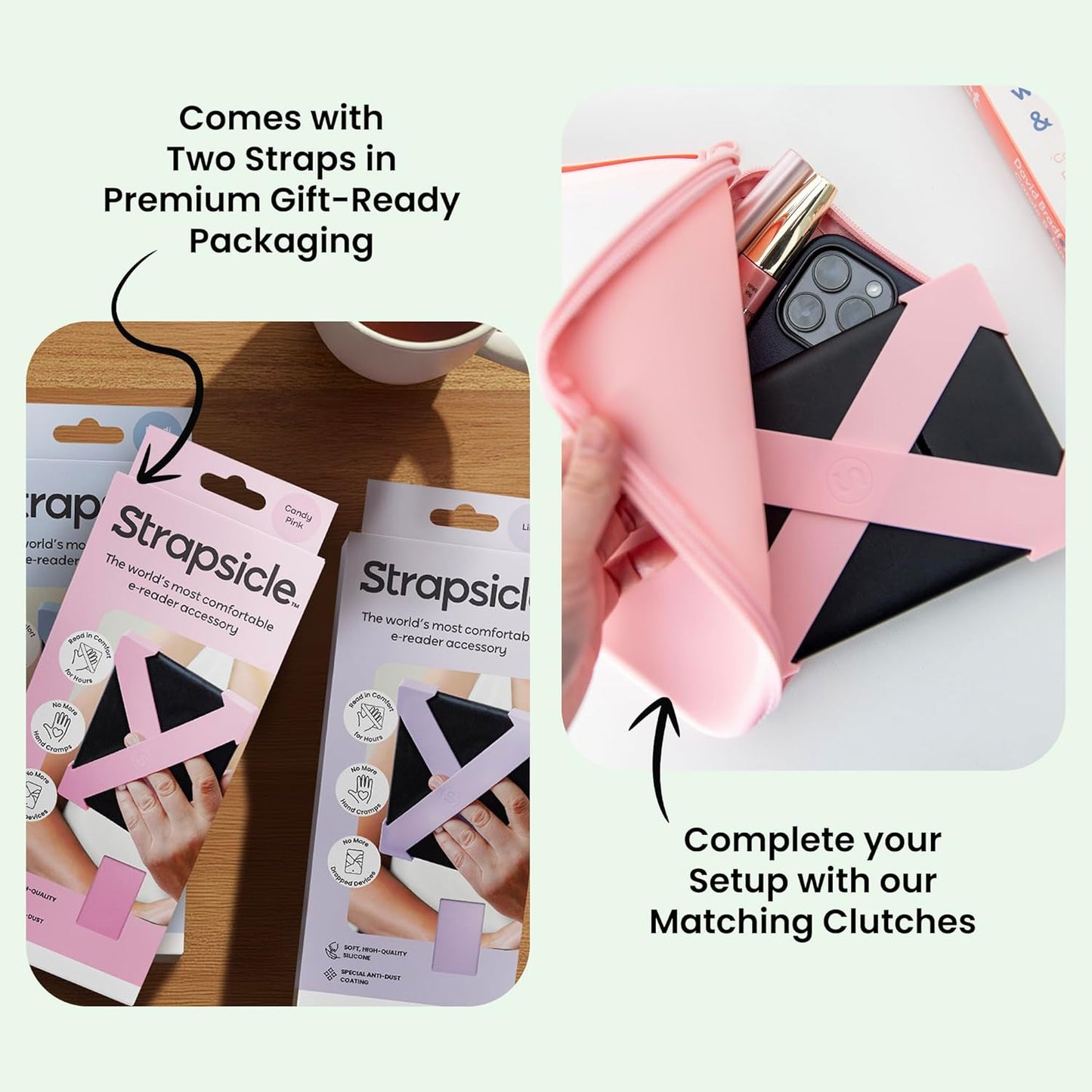 Strapsicle 6" (2012-2019) 6" 2-Pack Silicone Hand Straps | Accessory for Kindles & Paperwhite and Kobo e-Readers | |