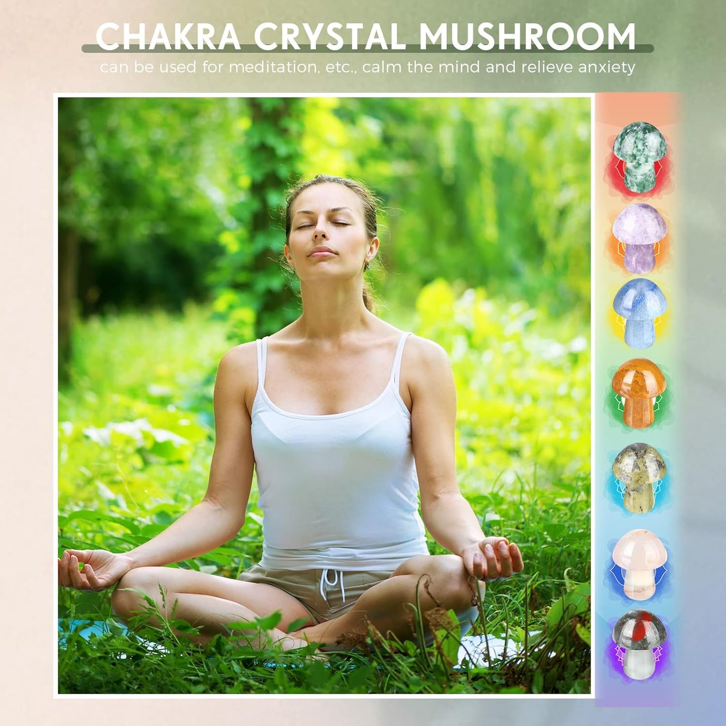 Skiennix Mini Crystal Mushroom Gemstone Sculptures - Polished Decor for Home & Garden | 48 Pcs Retro Style