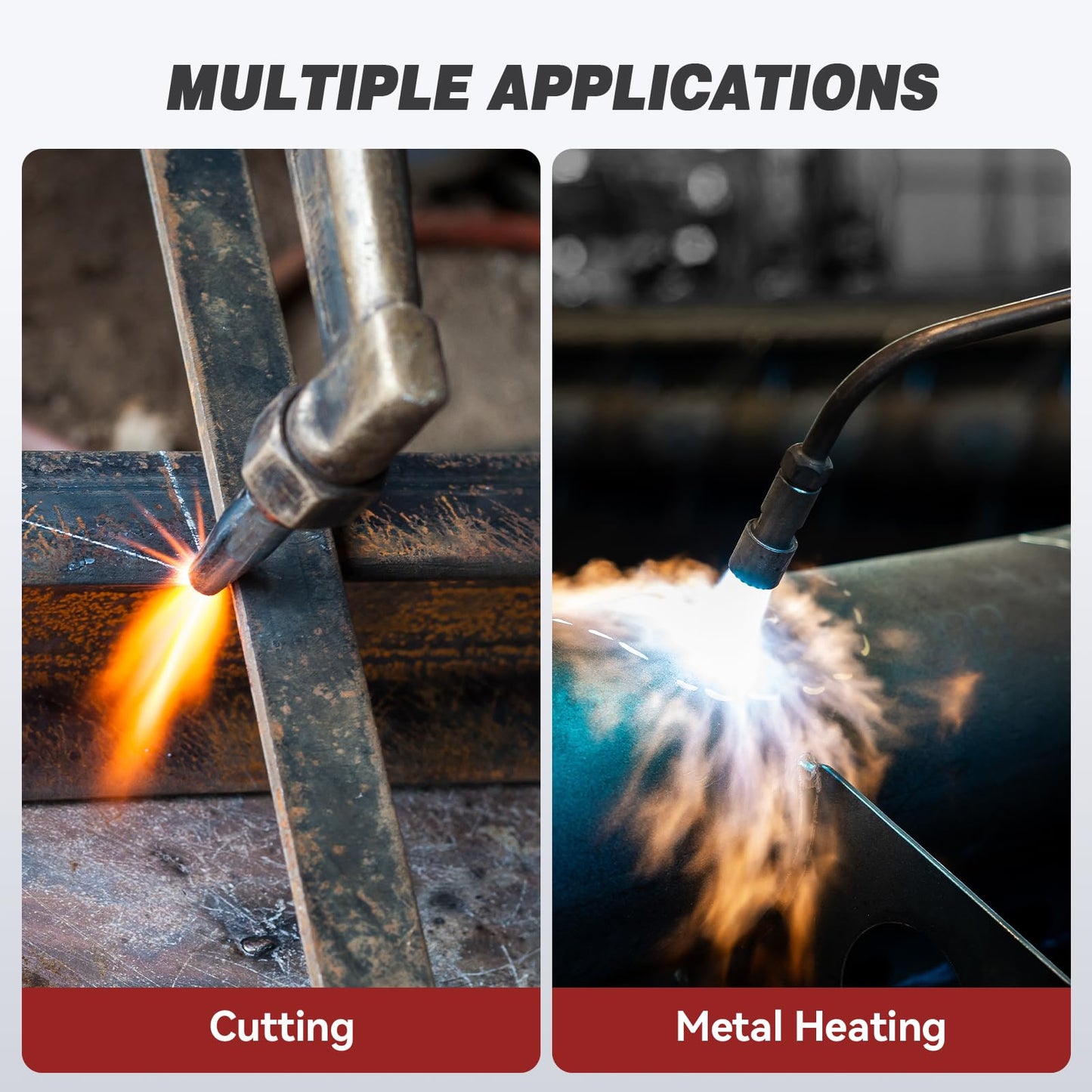 ARCCAPTAIN Oxy Acetylene Cutting Torch, Heavy Duty Cutting Torch Kit, CA2460 Cutting Attachment Weldig Torch with Check Valve, Cutting Tip 1-101 and 8-MFA Heating Nozzle