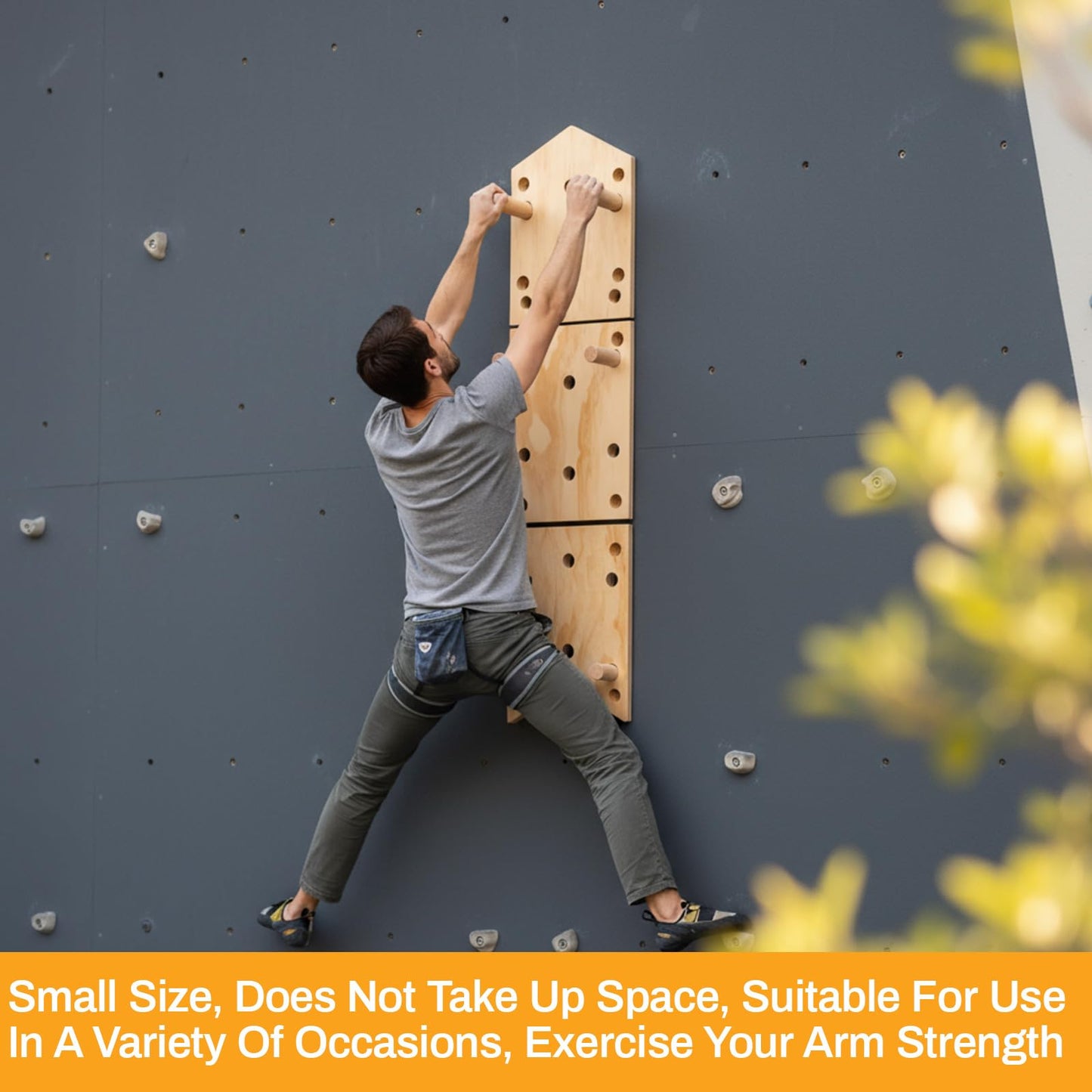 AceOrbit Climbing Pegboard 12‘'x48‘' Rock Climbing Board with Dowel Pegs 23 Holes Wall Mounted Ladder Fitness Cross Training for Rock Climbings Gift, Christmas Birthday Present for Climber (Irregular)
