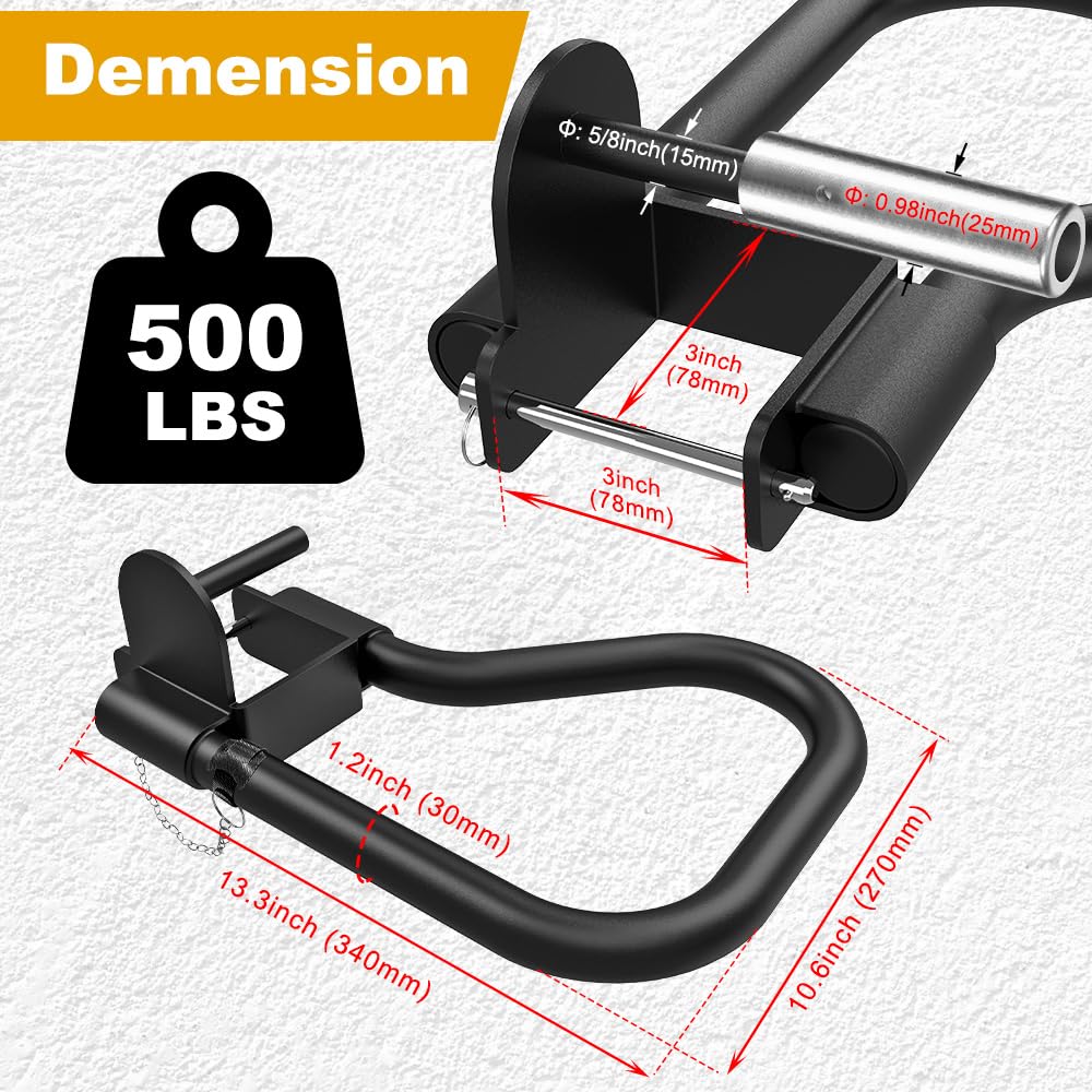 Kipika Dip Bar Attachment for 3" x 3" Squat Rack with 1" or 5/8" Holes, Multi Grip Set of 2, Narrow & Wide Grip Handles for Dips, Inverted Rows, Push-Ups, Australian Pull-ups