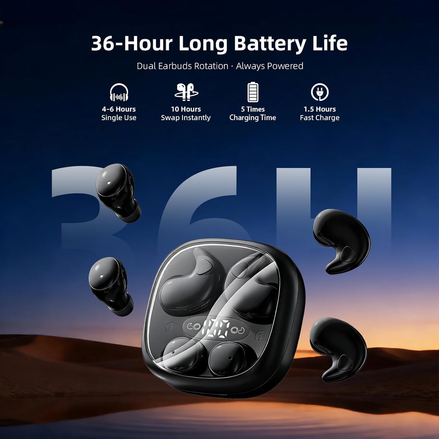 CUAUUO Flat Sleep Earbuds Mini Invisible Tiny Wireless Ear Buds, Wireless Hidden Small Sleeping Headphones for Side