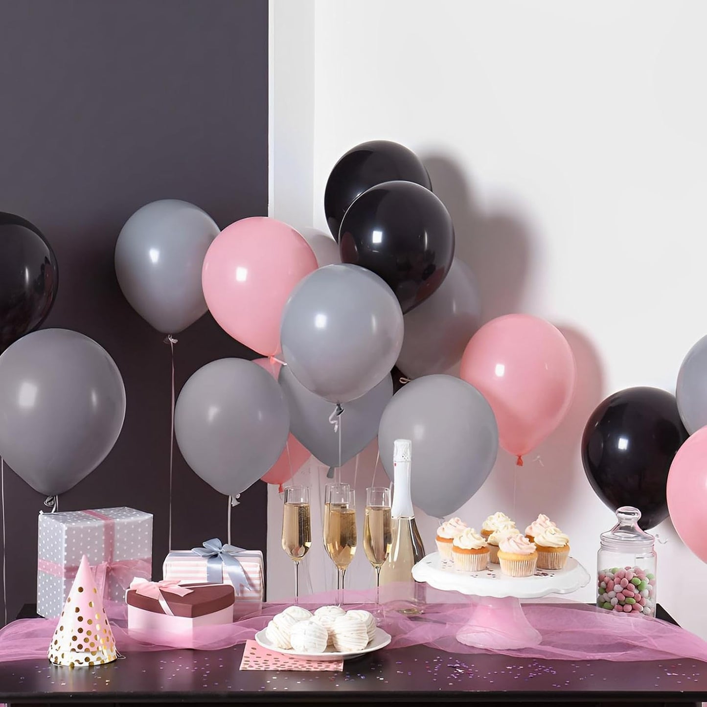 Voircoloria 110pcs Gray Balloons - 12 Inch Grey Latex Party Balloons for Celebrations & Events