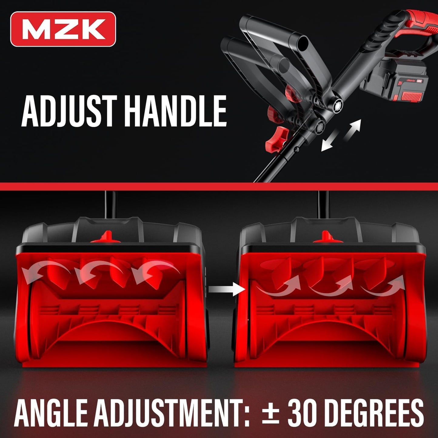 MZK Cordless Snow Shovel, 20V 13-Inch Battery Powered Snow Thrower, Battery Snow Blower with Directional Plate & Adjustable Front Handle(4.0Ah Li-ion Battery & Fast Charger Included)