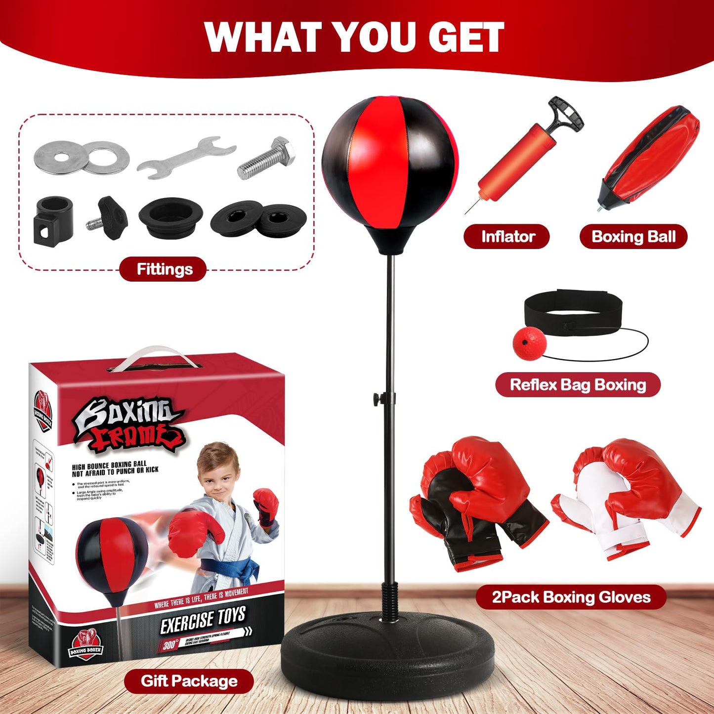 Punching Bag for Kids 8-12 Years, 2Pack Kids Boxing Gloves for 3-8, Kids Punching Bag with Height Adjustable Stand for 5-7, Outdoor Boy Toys, Birthday Gifts for 5 6 7 8 10 12 Years Old Boys