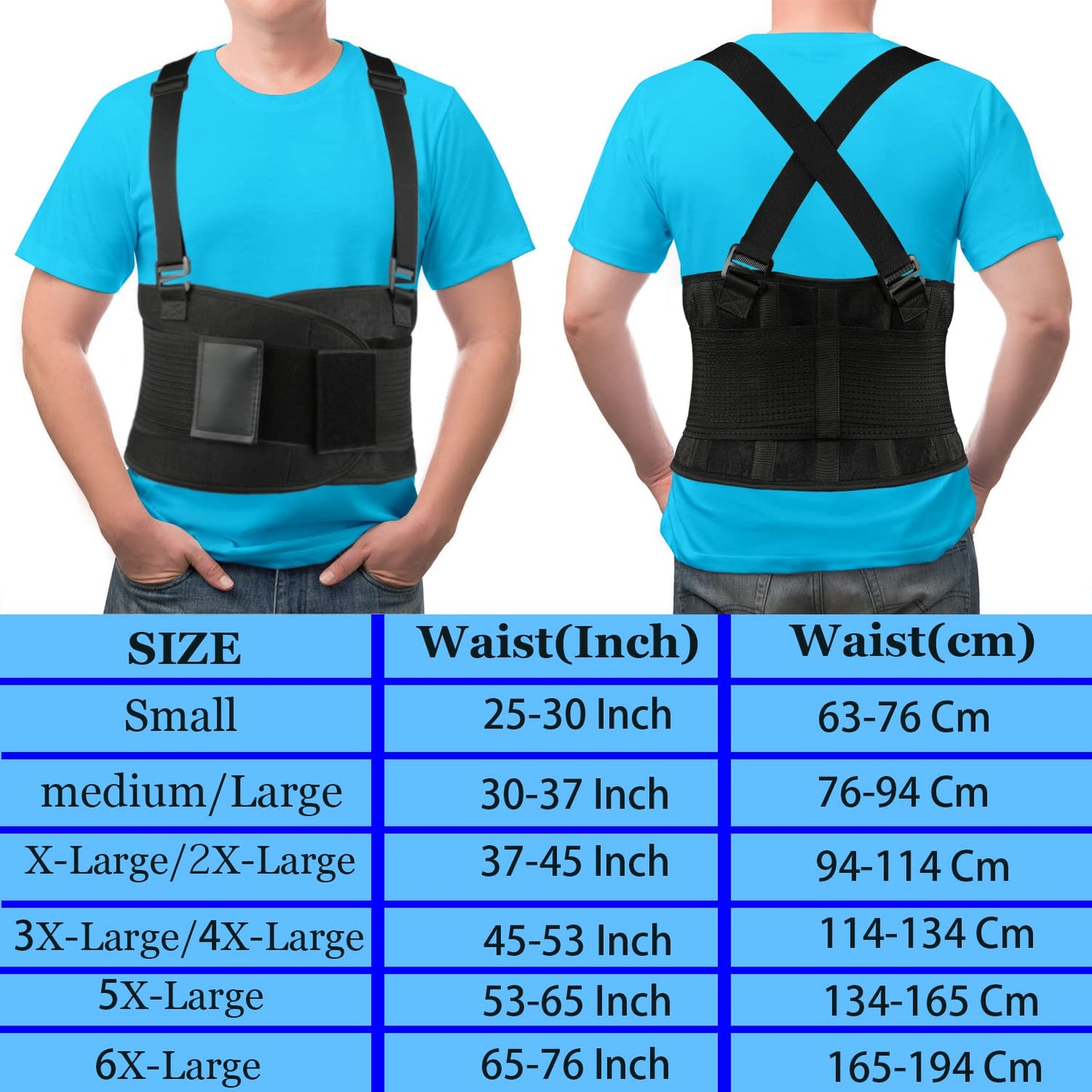 PAZAPO Back Brace Men and Women - Lower Lumbar Support for Heavy Lifting - Lower Back Support Belt with Removable Suspenders-Adjustable Back Belt for Workout, Back Pain Relief, M/L(30-37 Inches)