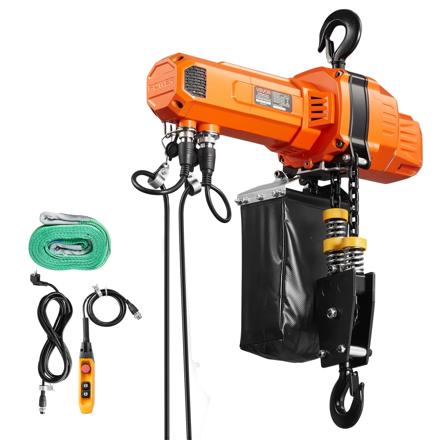 VEVOR 2-Speed Electric Chain Hoist 2200 lbs, 20ft Lifting Height, 120V 60Hz Single Phase Overhead Crane with 15 ft Wired Remote Control, G100 Chain Electric Lift Hoist for Factory, Warehouse, Garage