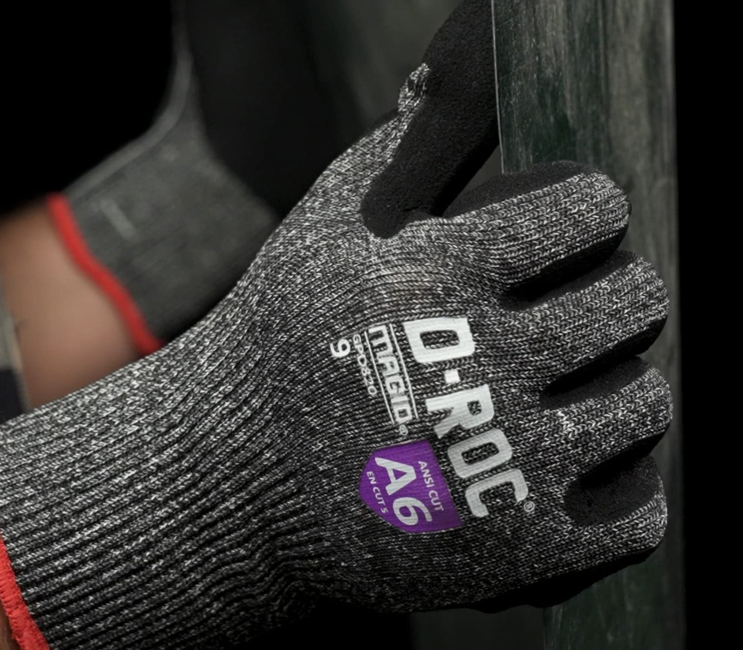 MAGID D-ROC ANSI A6 NitriX Palm Coated Touchscreen Gloves, 12 Pairs, Size 9/Large, GPD820