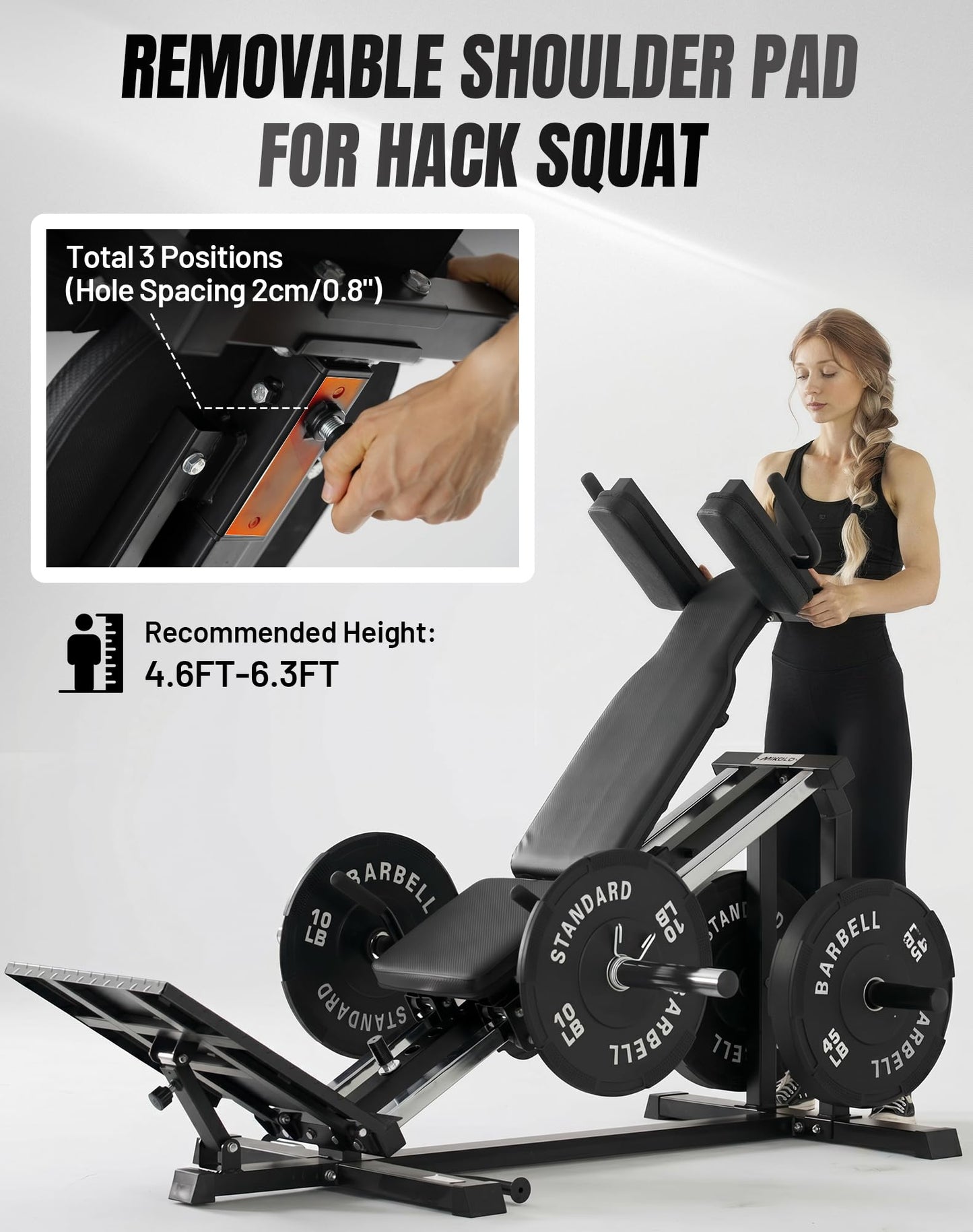 Mikolo Leg Press Hack Squat Machine, 30-Degree Compact Leg Press Machine for Home Gym, Hack Squat Machine with Removable Shoulder Pad, Lower Body Workout Equipment ( Combo Machine)