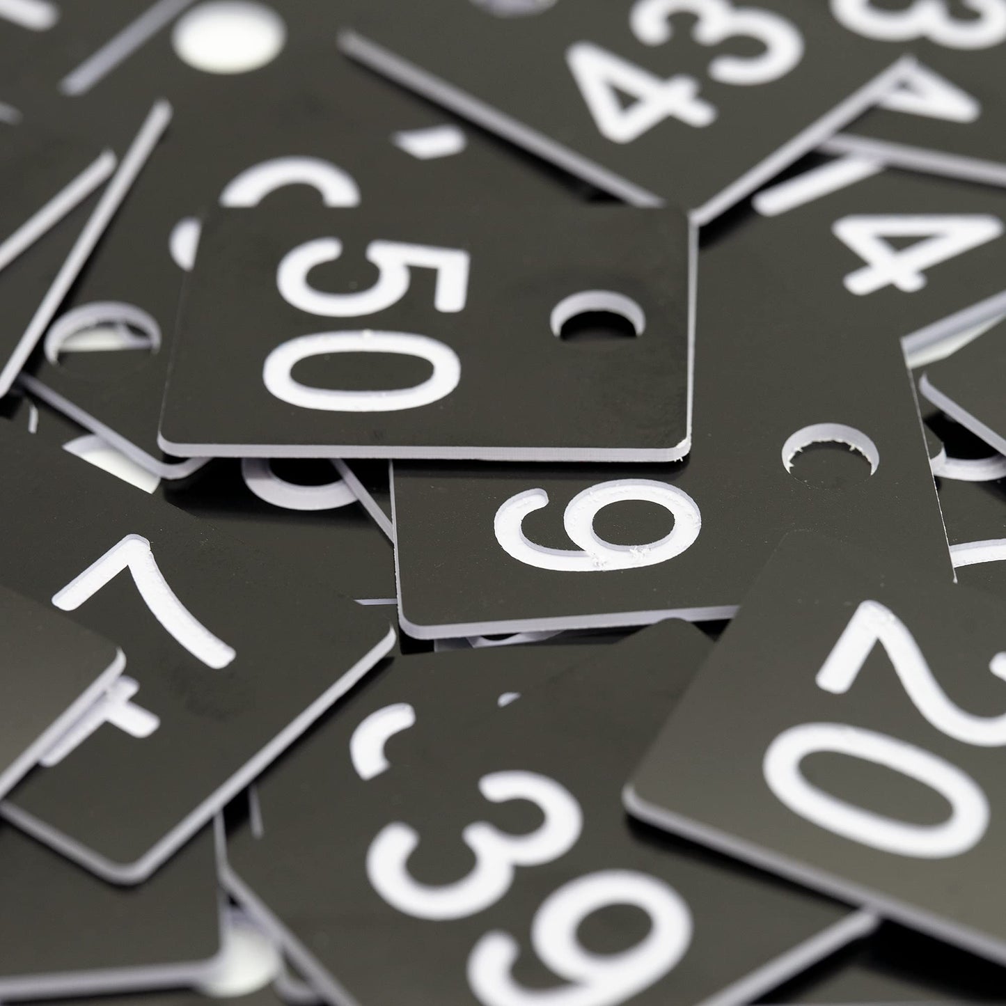 StayMax ABS Plastic Numbered Key Tags Rectangle ID Tag Number Disc with Hole (1-50, Black)