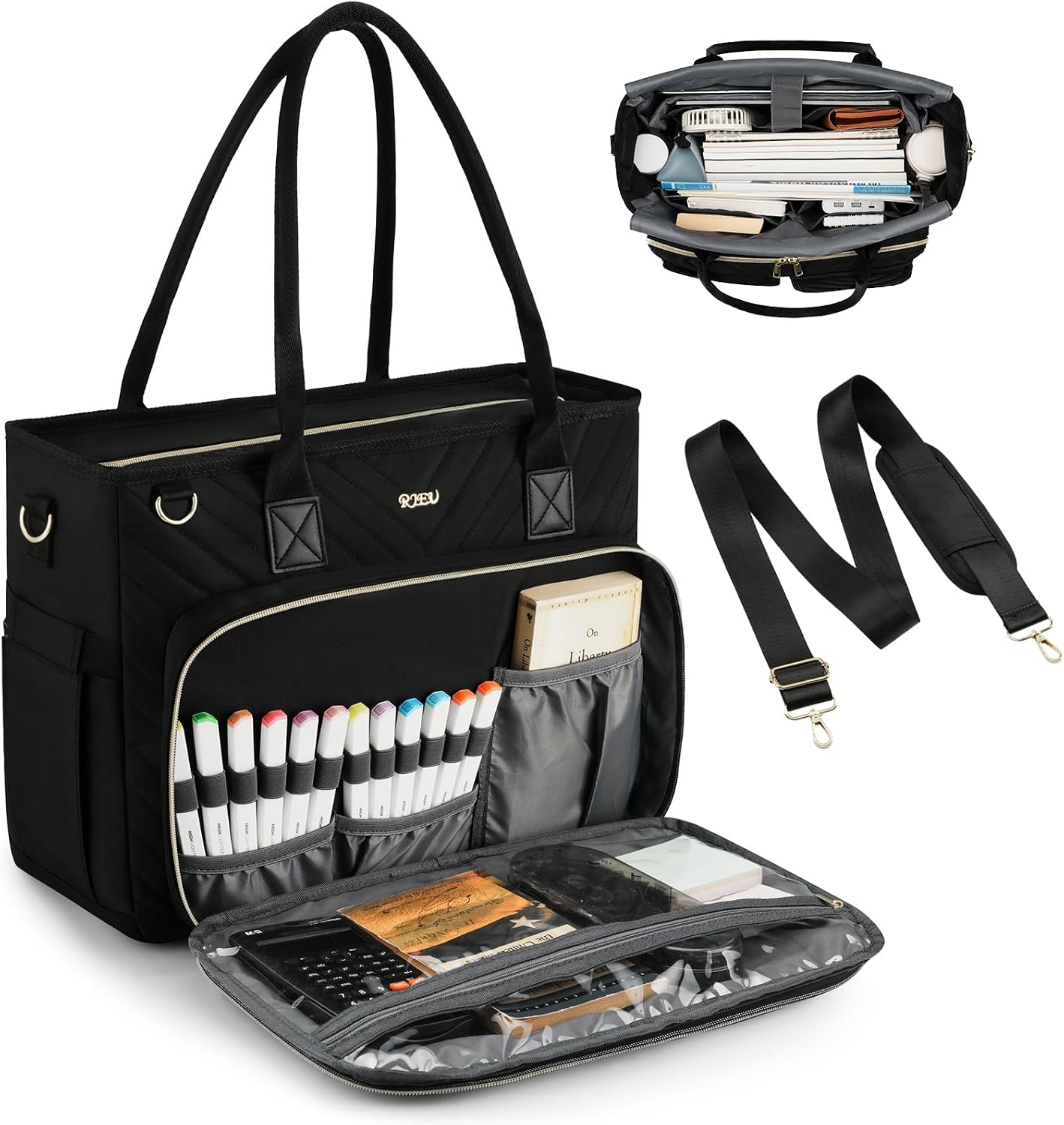 Stylish Teacher Tote Bag for Women - Spacious Work Bag with Laptop Compartment and Shoulder Strap