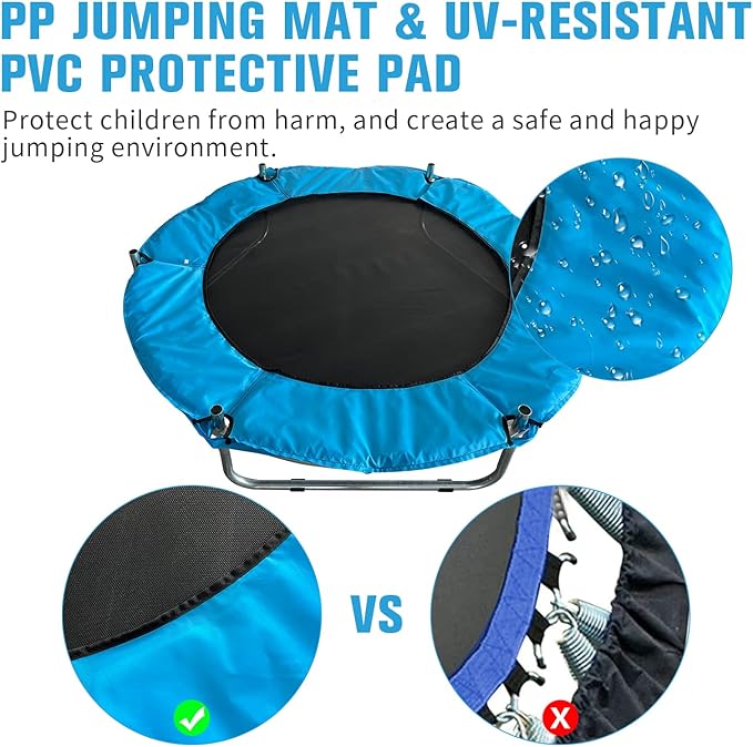 55" Trampoline for Kids, Telawah Indoor/Outdoor Mini Baby with Safety Enclosure Net, Adjustable Toddler with Basketball Hoop, Gifts for Boys & Girls