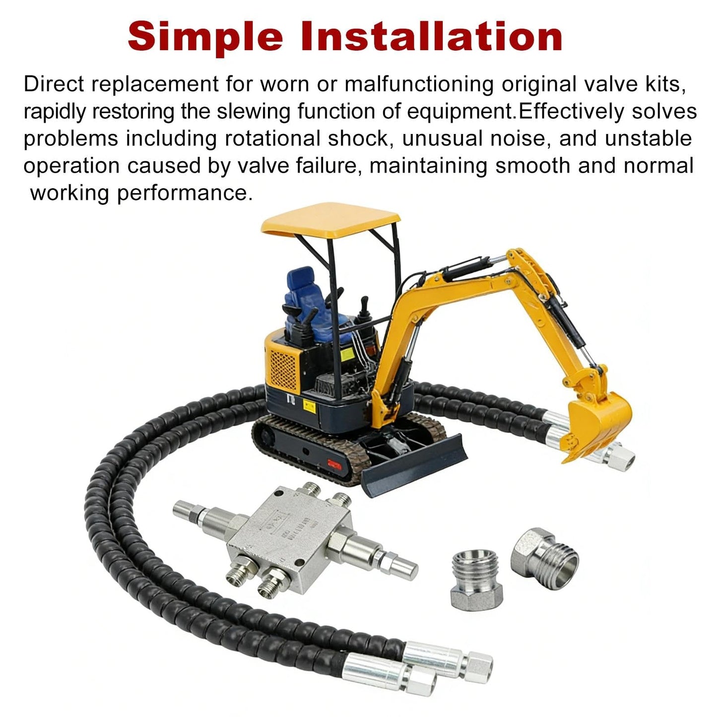 New Hydraulic Cushion Valve Kit Compatible with Mini Excavator Swivel Motor, Compatible with Most Mini Excavators & Equipment with 1/4β Hydraulic Hoses & M14Γ1.5 Threaded Ports
