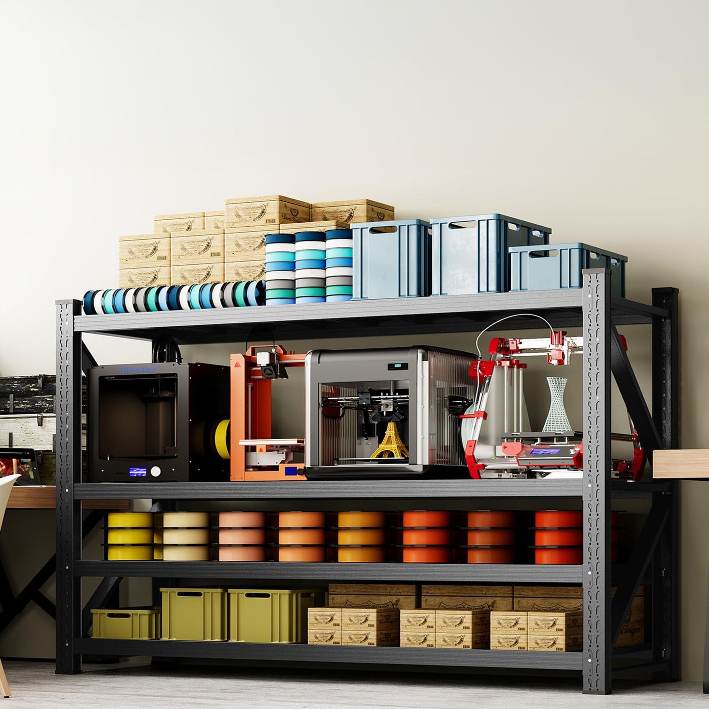 70H"Garage Shelving Units,5000LBS Storage Shelves,Garage Shelving Heavy Duty Metal Adjustable Shelves,Metal Shelving Rack,4Tier Large Tall Industrial Shelving for Warehouse,Pantry 60" W*24" D*70" H