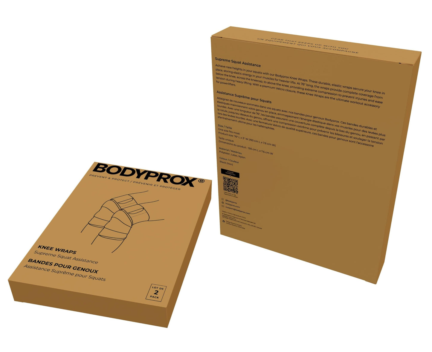 Bodyprox Knee Wrap 2 Pack for Squats, Weightlifting, Powerlifting, Leg Press, and Cross Training, Knee Support for Men and Women
