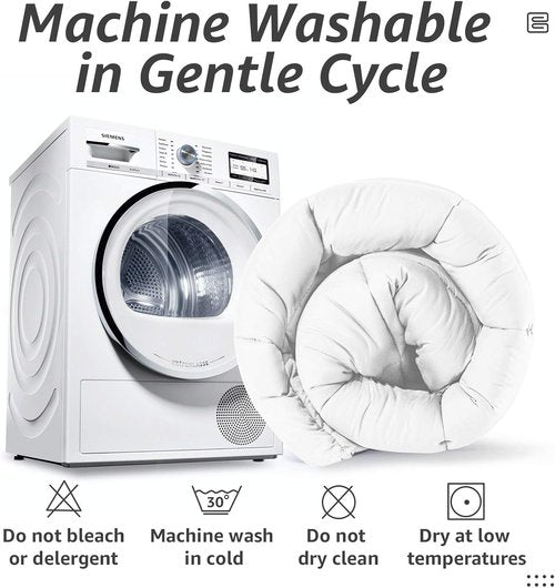 HYLEORY Queen Size Bed Comforter - Cooling Goose Down Alternative Duvet Insert - Machine Washable - White