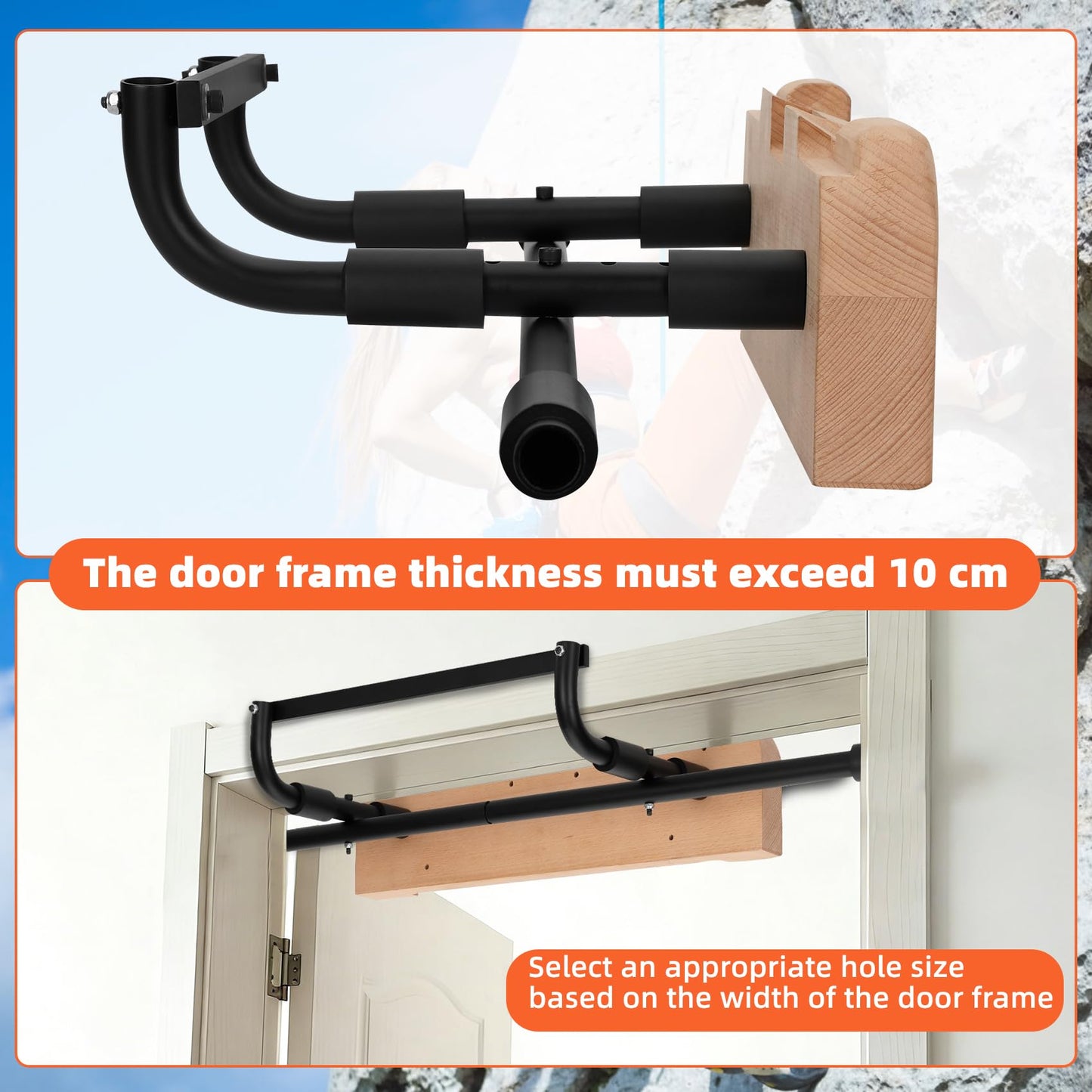 MARGAR Hangboard Rock Climbing Hangboard with Door Way Pull Up Bar, 2 in 1 Hangboard Rock Climbing Hangboard, Rock Climbing Hangboard Over Door for Rock Climbing Training and Home Fitness