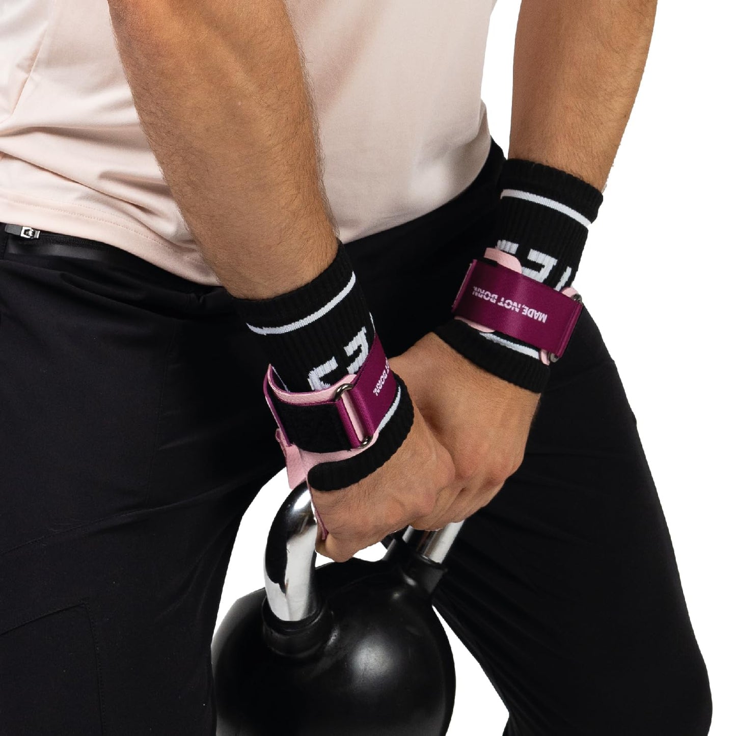 Velites - Official Crossfit® Games Quad Ultra Grips - Size L Color Pink - No Chalk and Smooth Bars - Wristbands and Carry Bag Included - Pull-ups, Muscle-ups and Toes to bar